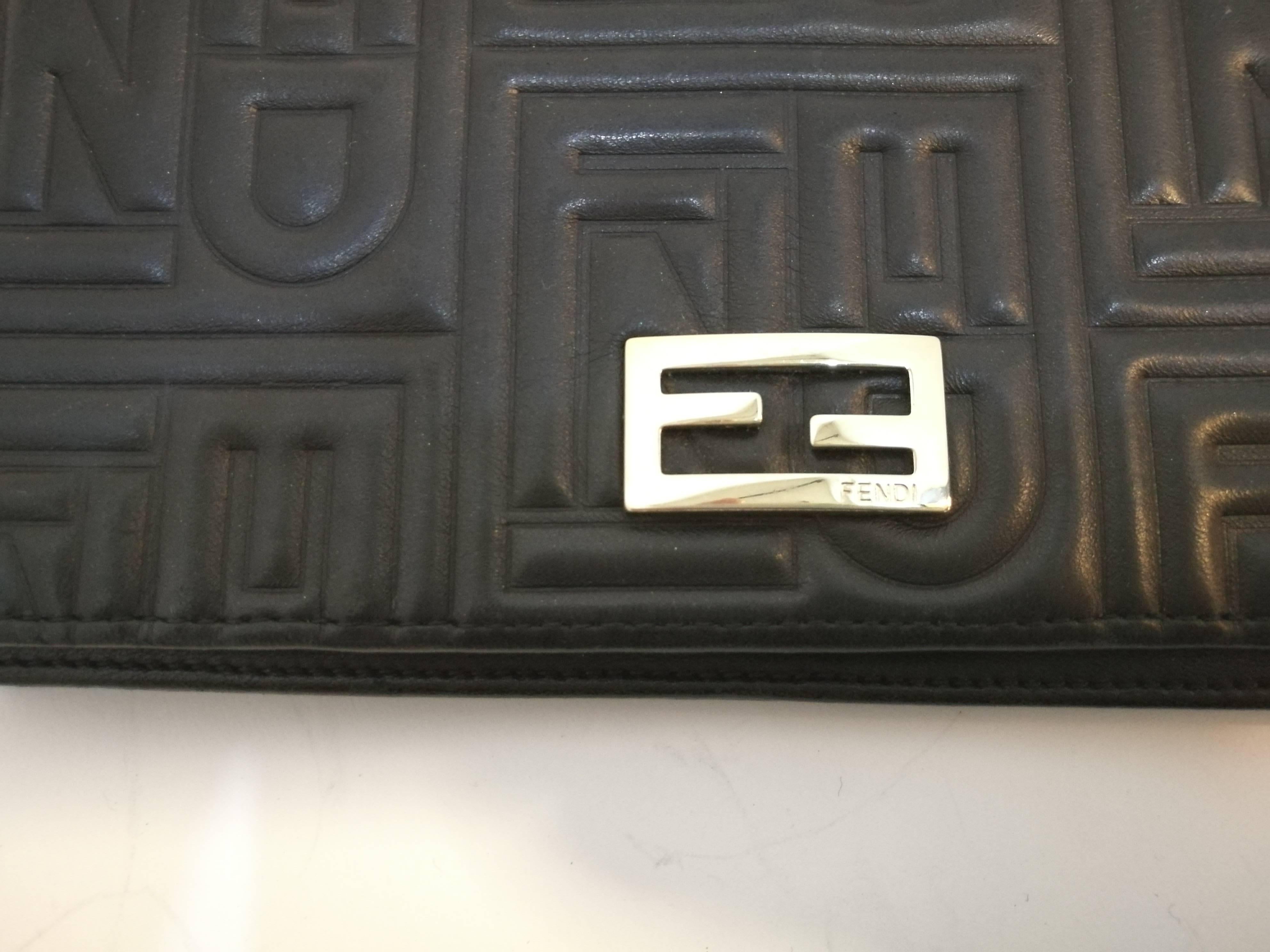 Black Fendi blu navu wallet chain shoulder bag