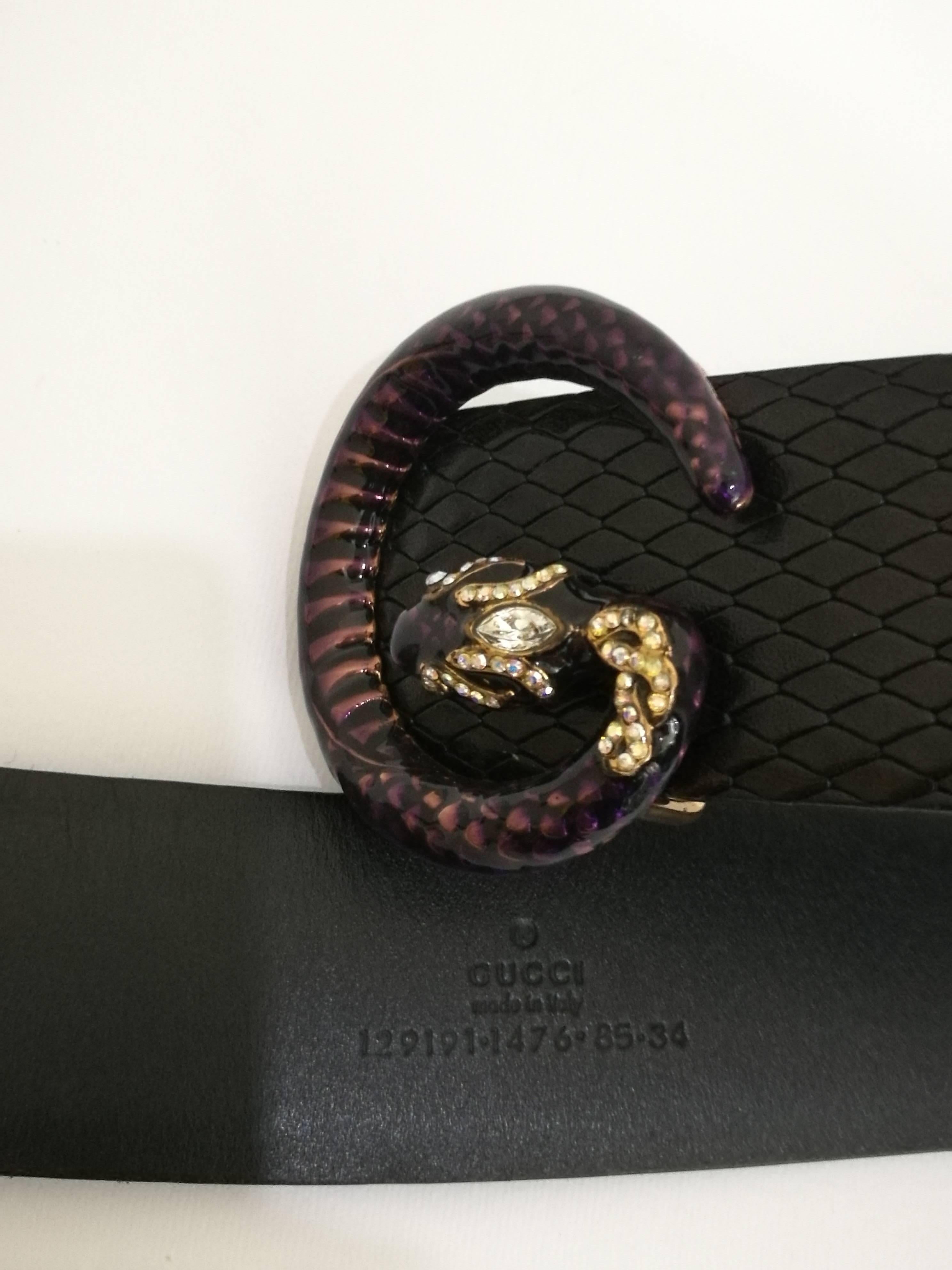 Gucci by Tom Ford black snake python purple dragon jewel belt
Size 85