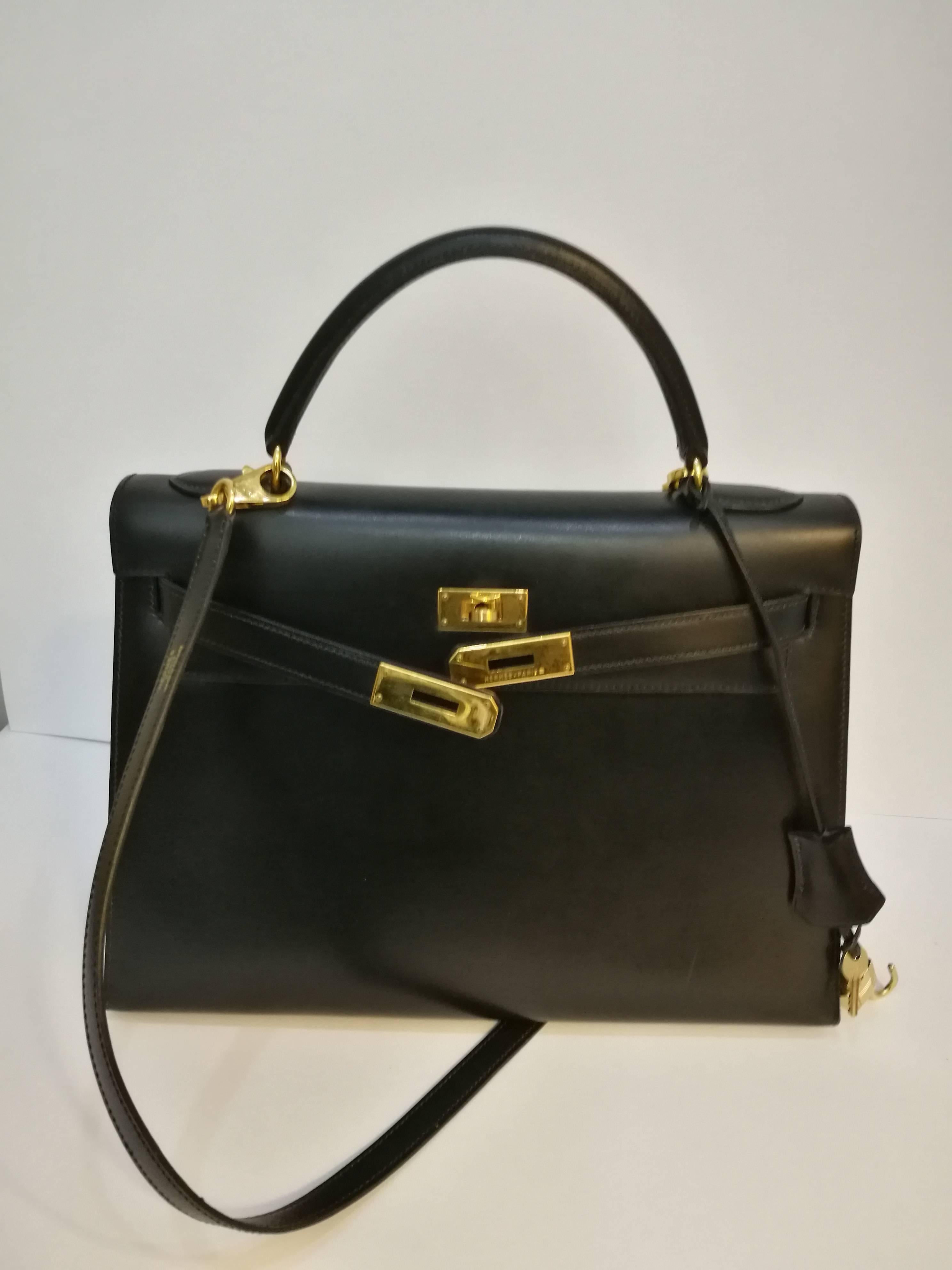 Hermes Black Leather Kelly In Good Condition In Capri, IT