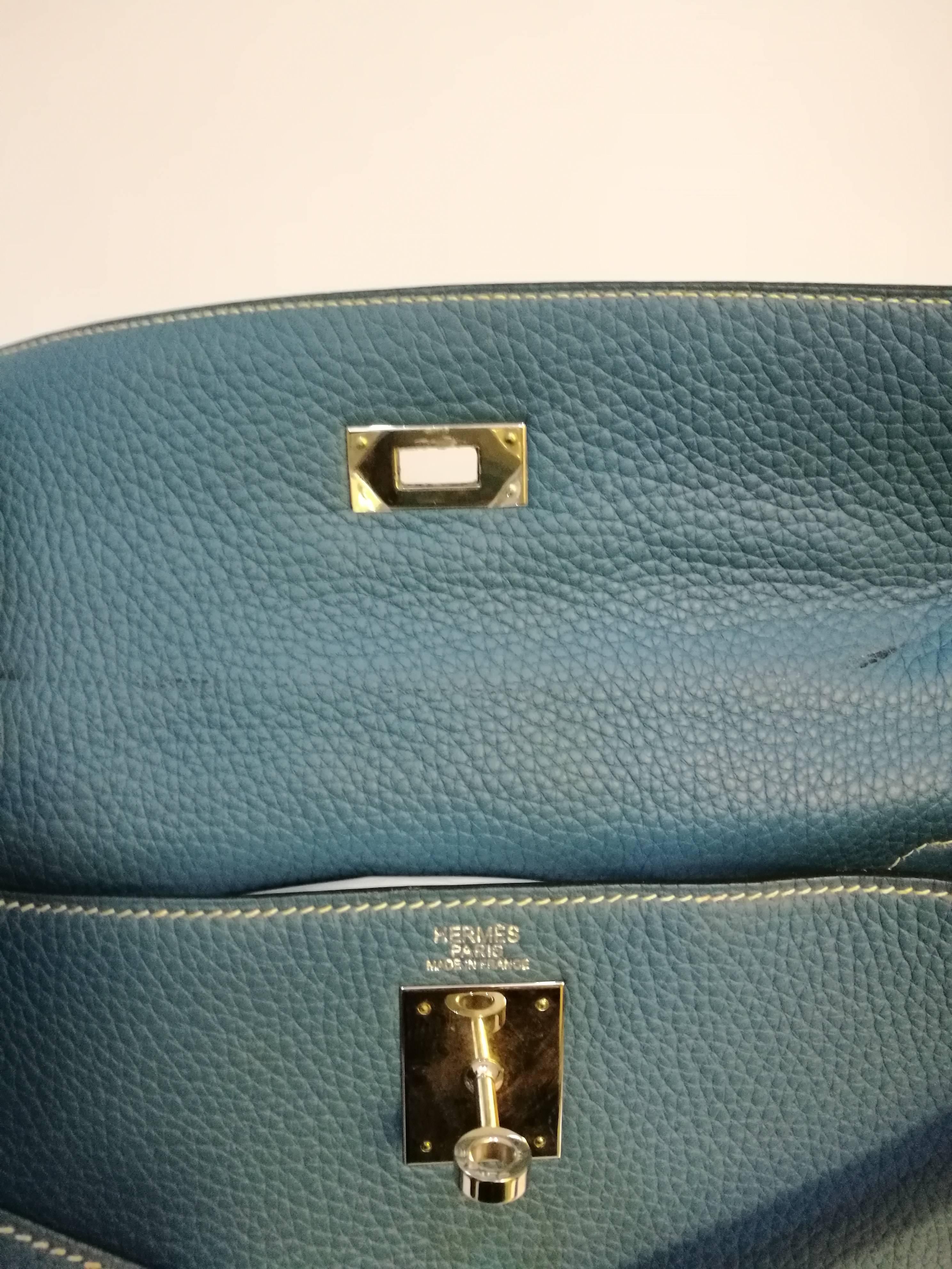 Hermes Light Blue Leather Kelly Bag In Excellent Condition In Capri, IT