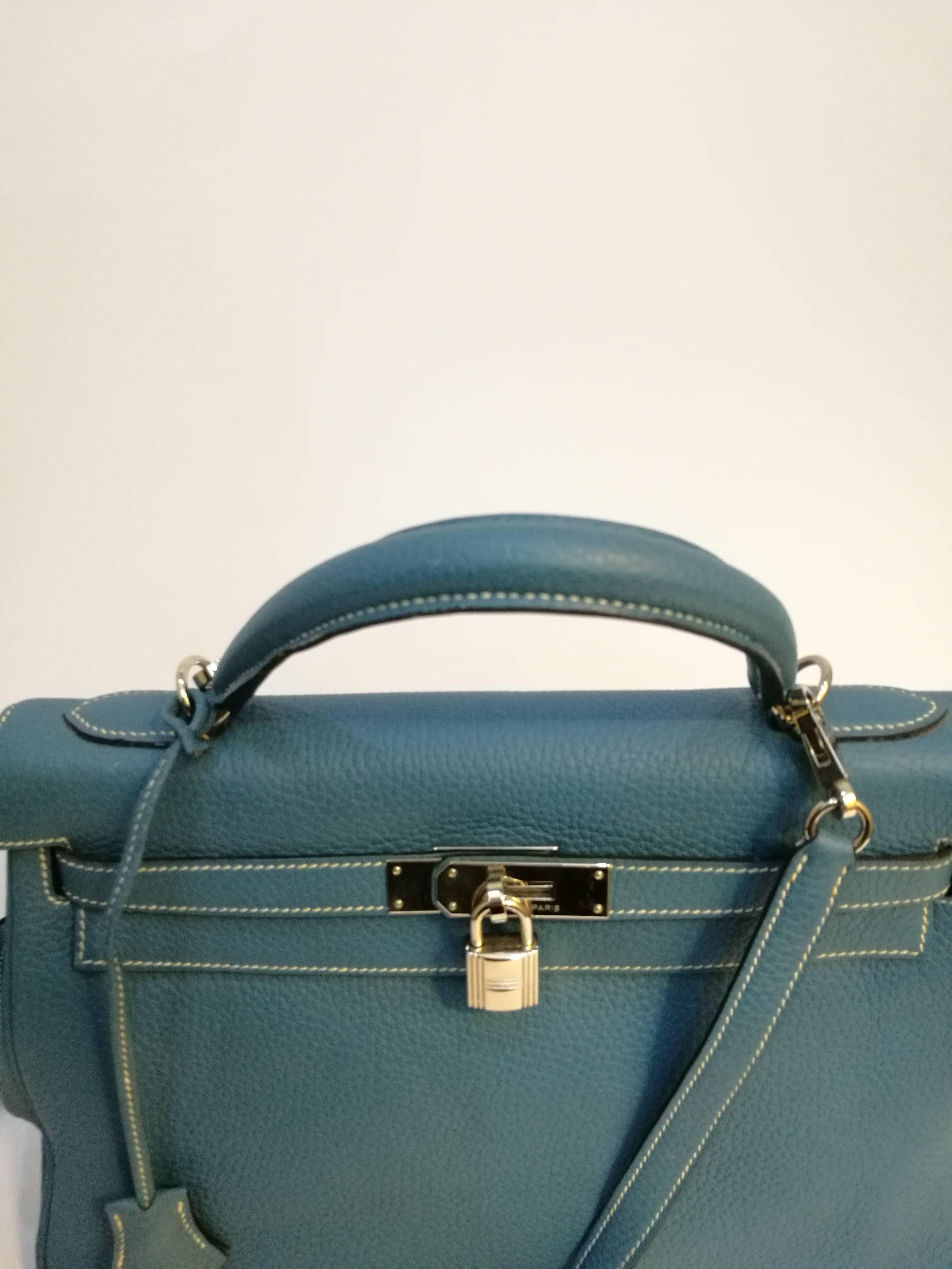 Hermes Light Blue Leather Kelly Bag 1