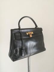 Hermes Kelly 32 Black Leather
