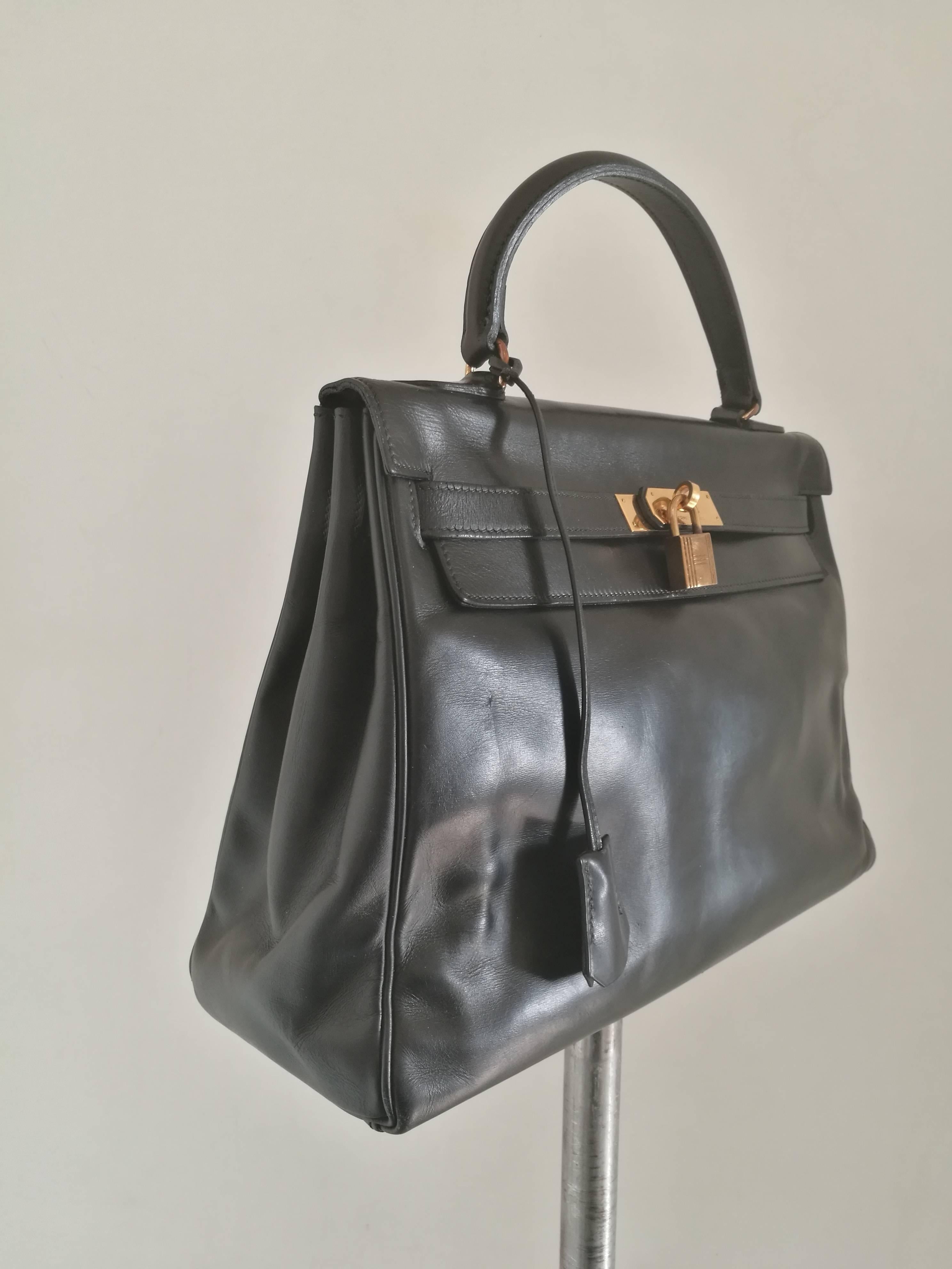 Hermes Kelly 32 Black Leather In Good Condition In Capri, IT