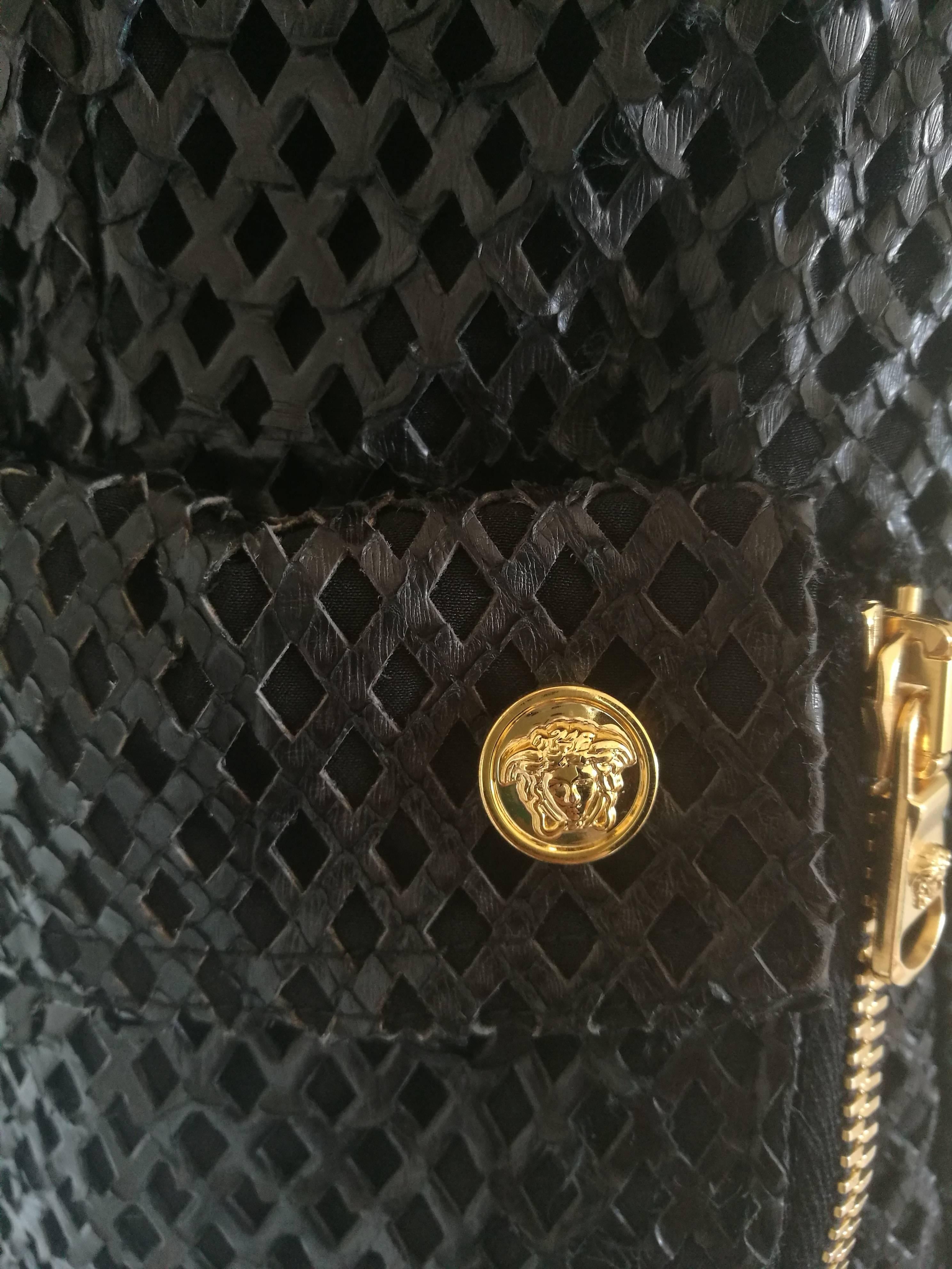 Versace Black Perforated Leather Gilet 3