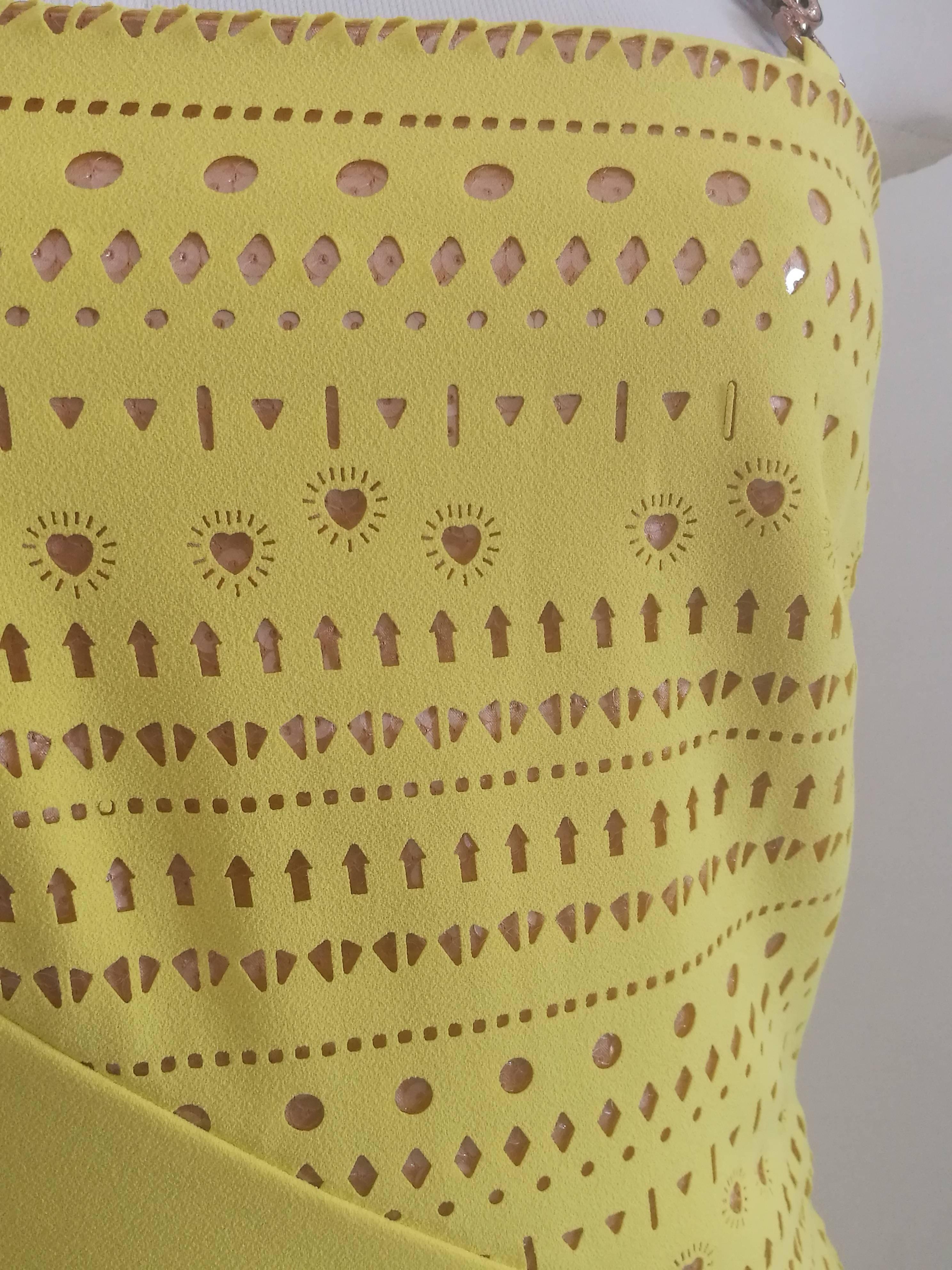 Women's Versace Yellow Perforated Dress