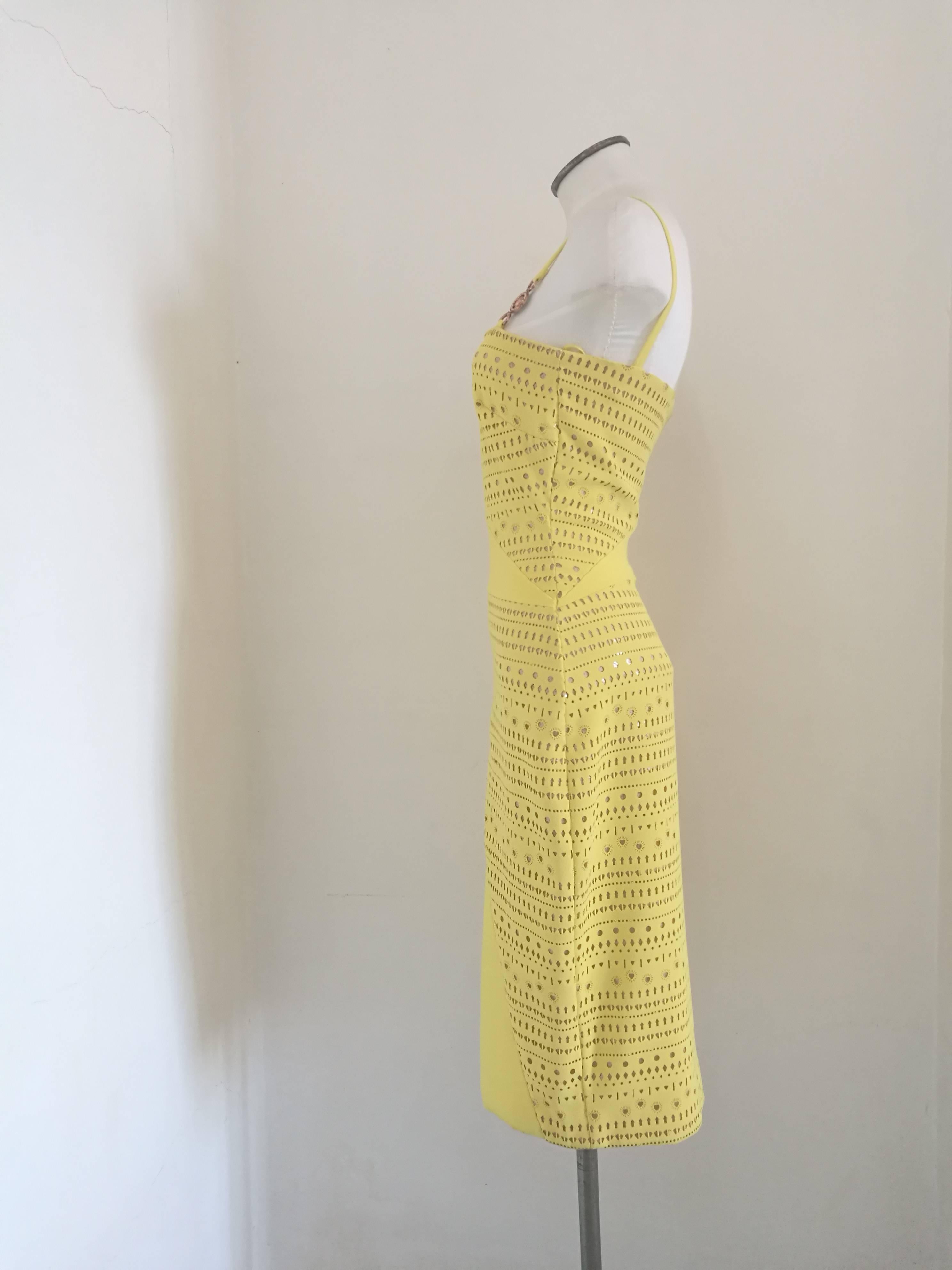 Versace Yellow Perforated Dress 2