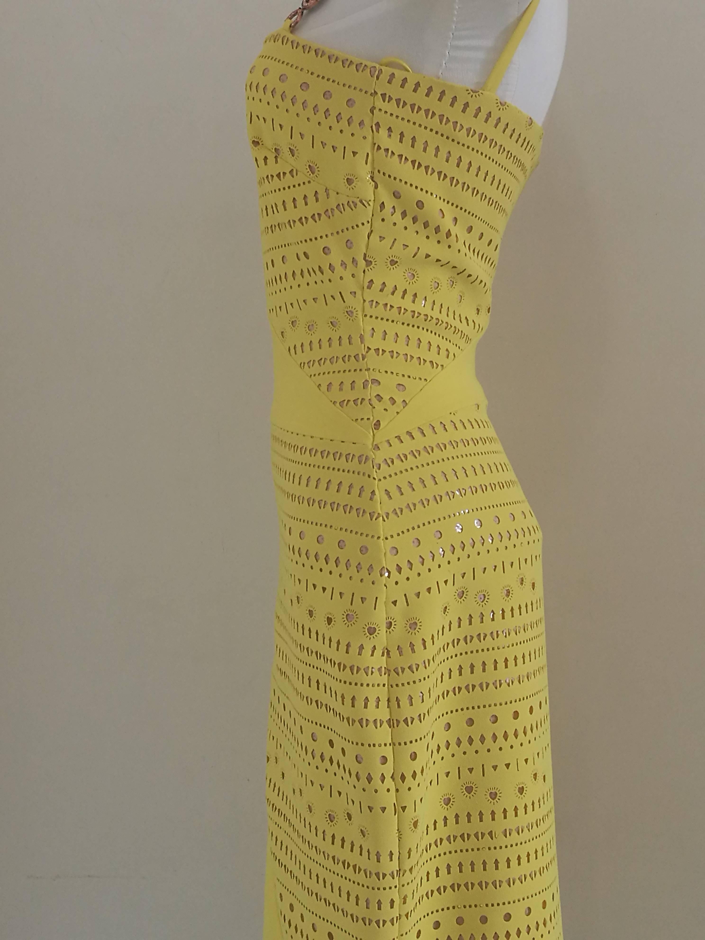 Versace Yellow Perforated Dress 3