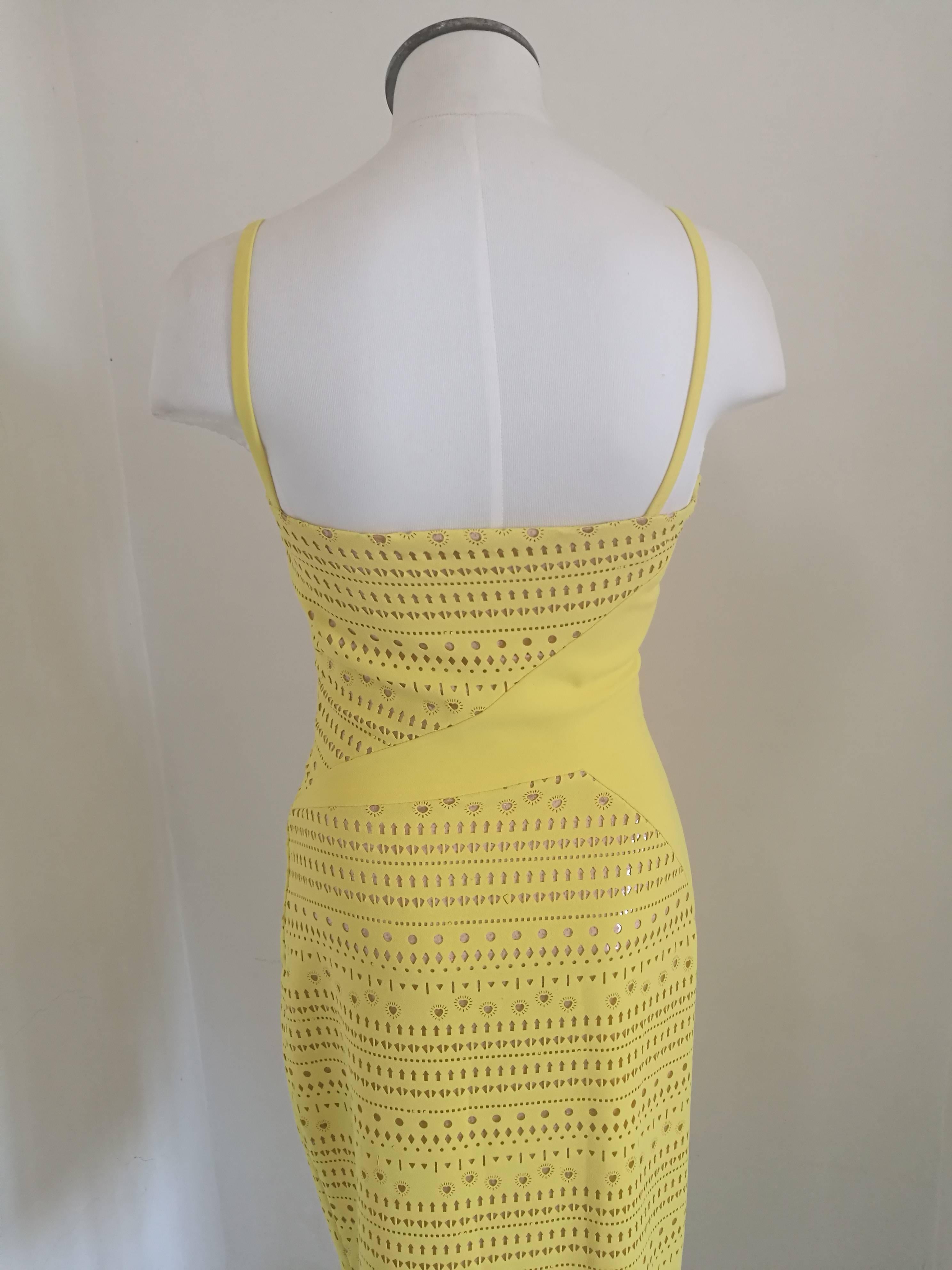 Versace Yellow Perforated Dress 4