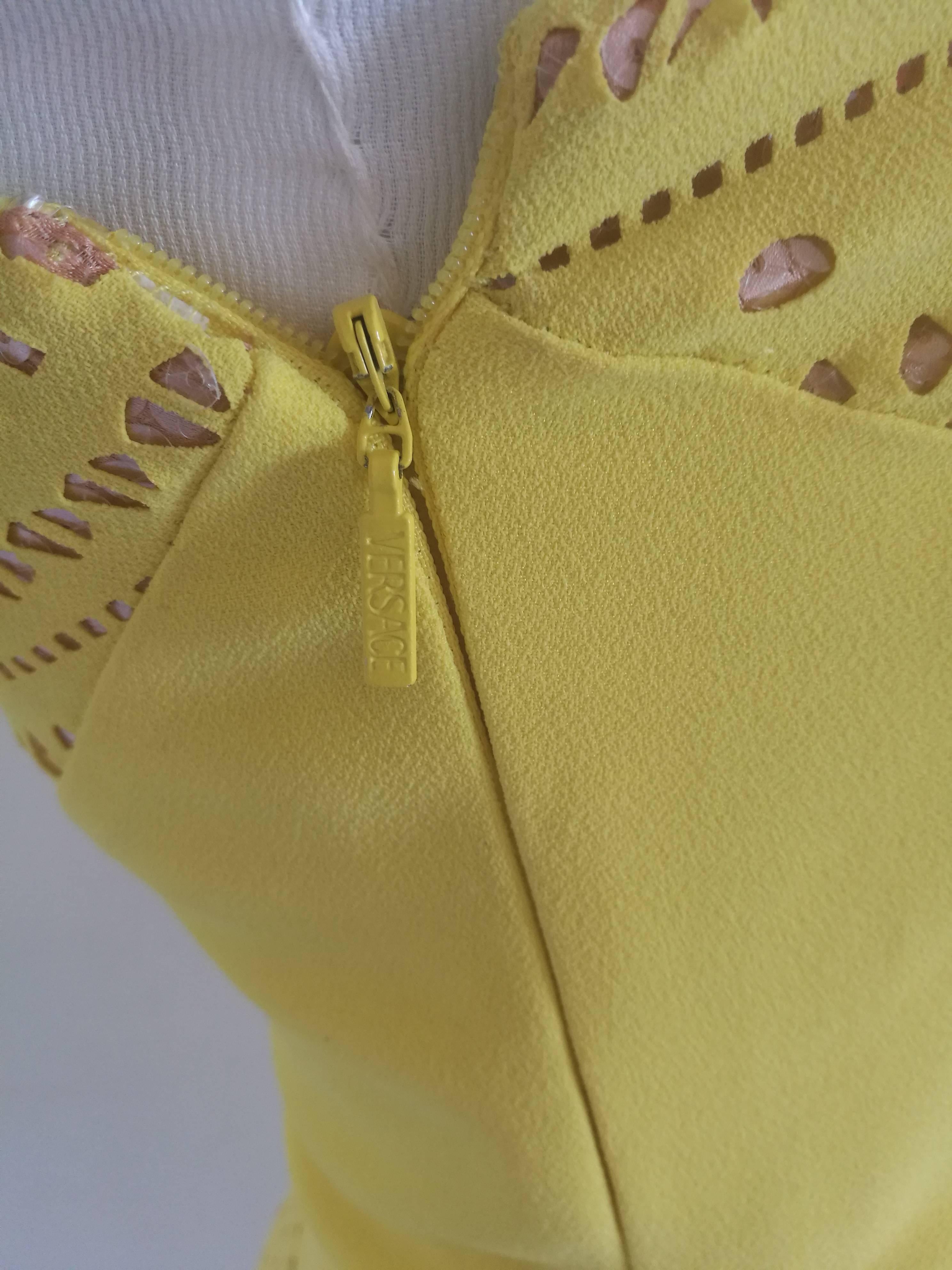Versace Yellow Perforated Dress 5
