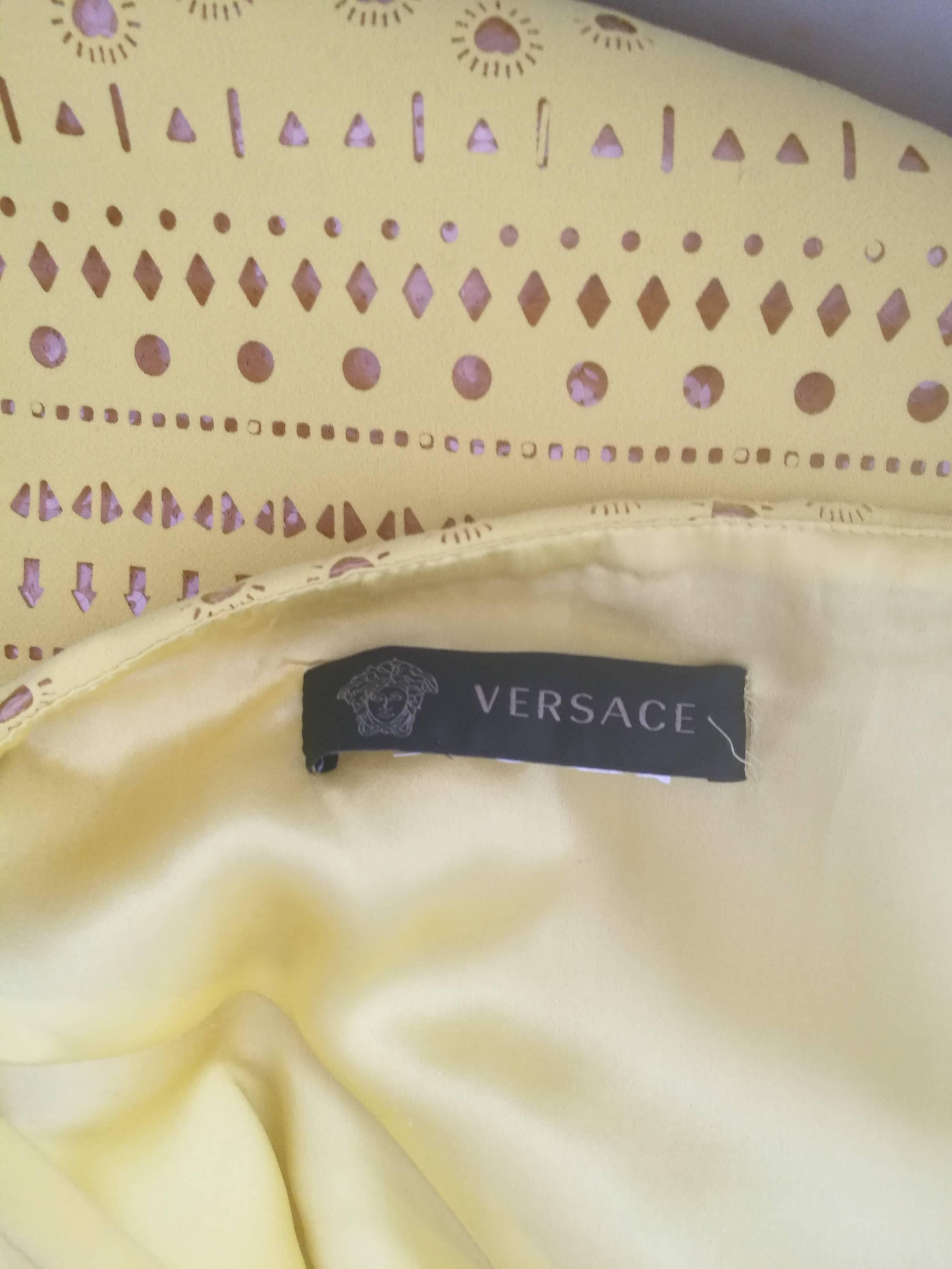 Versace Yellow Perforated Dress 6
