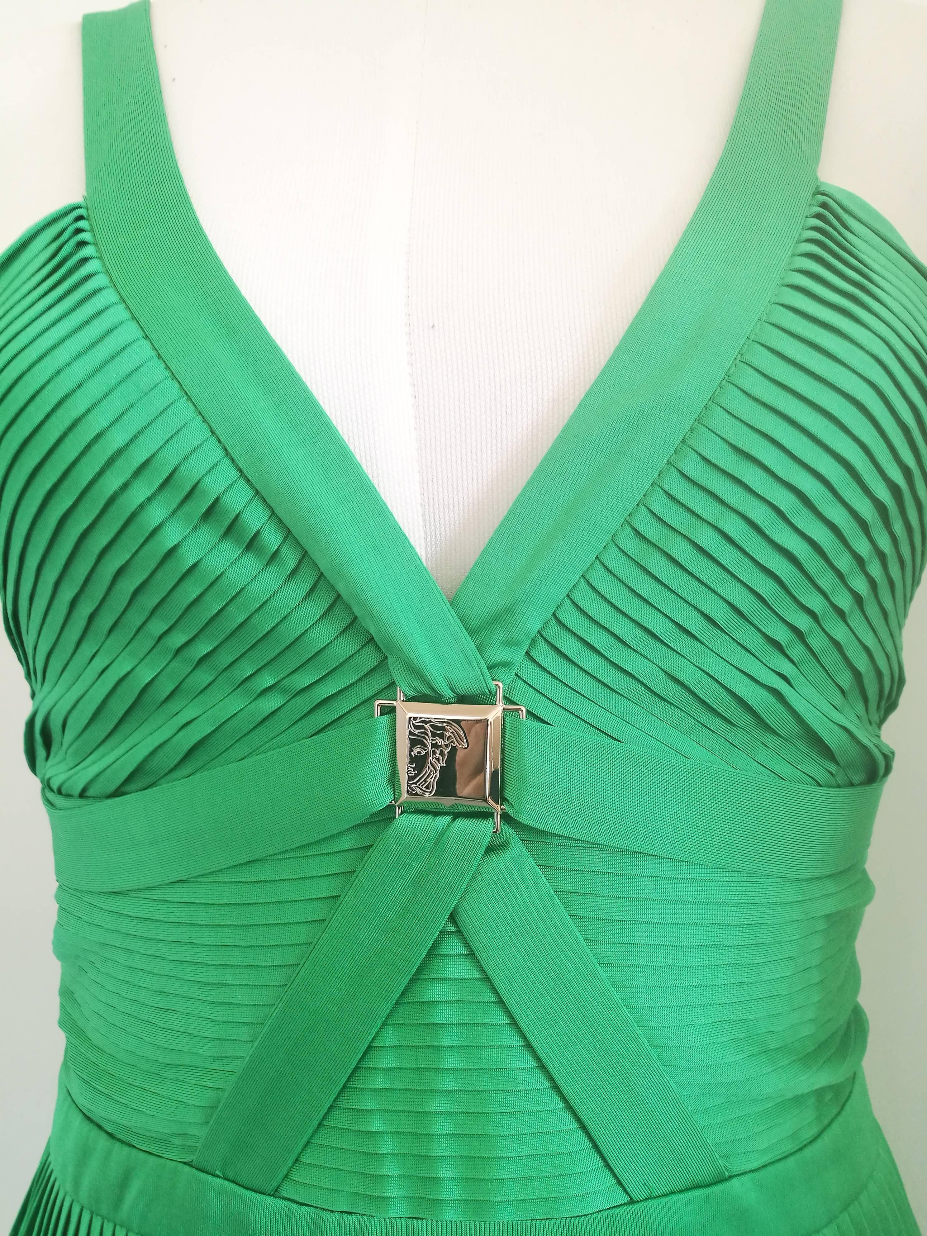 Versace Collection Green jersey dress  In New Condition In Capri, IT