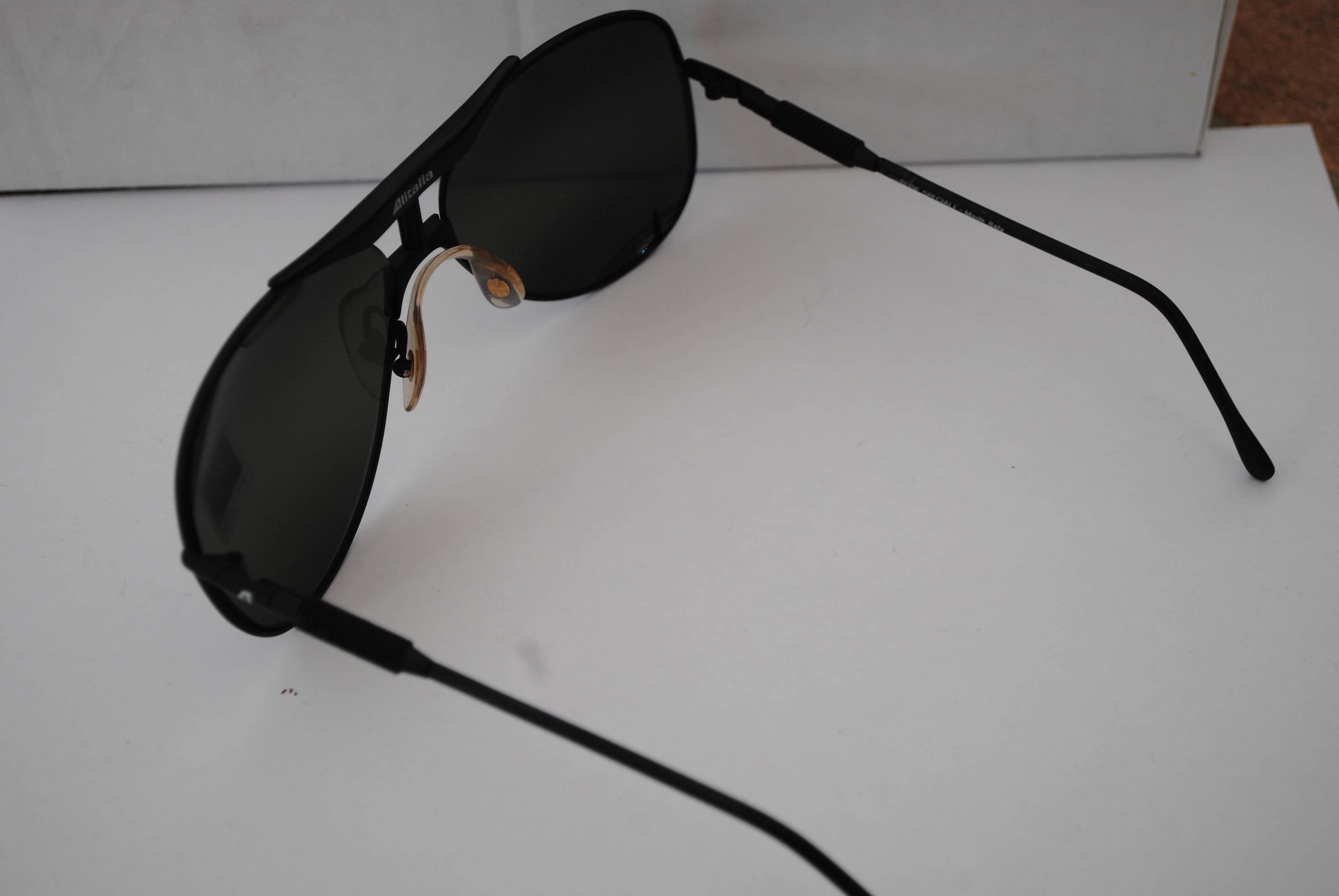 Alitalia Black anthracyte Sunglasses In Excellent Condition In Capri, IT