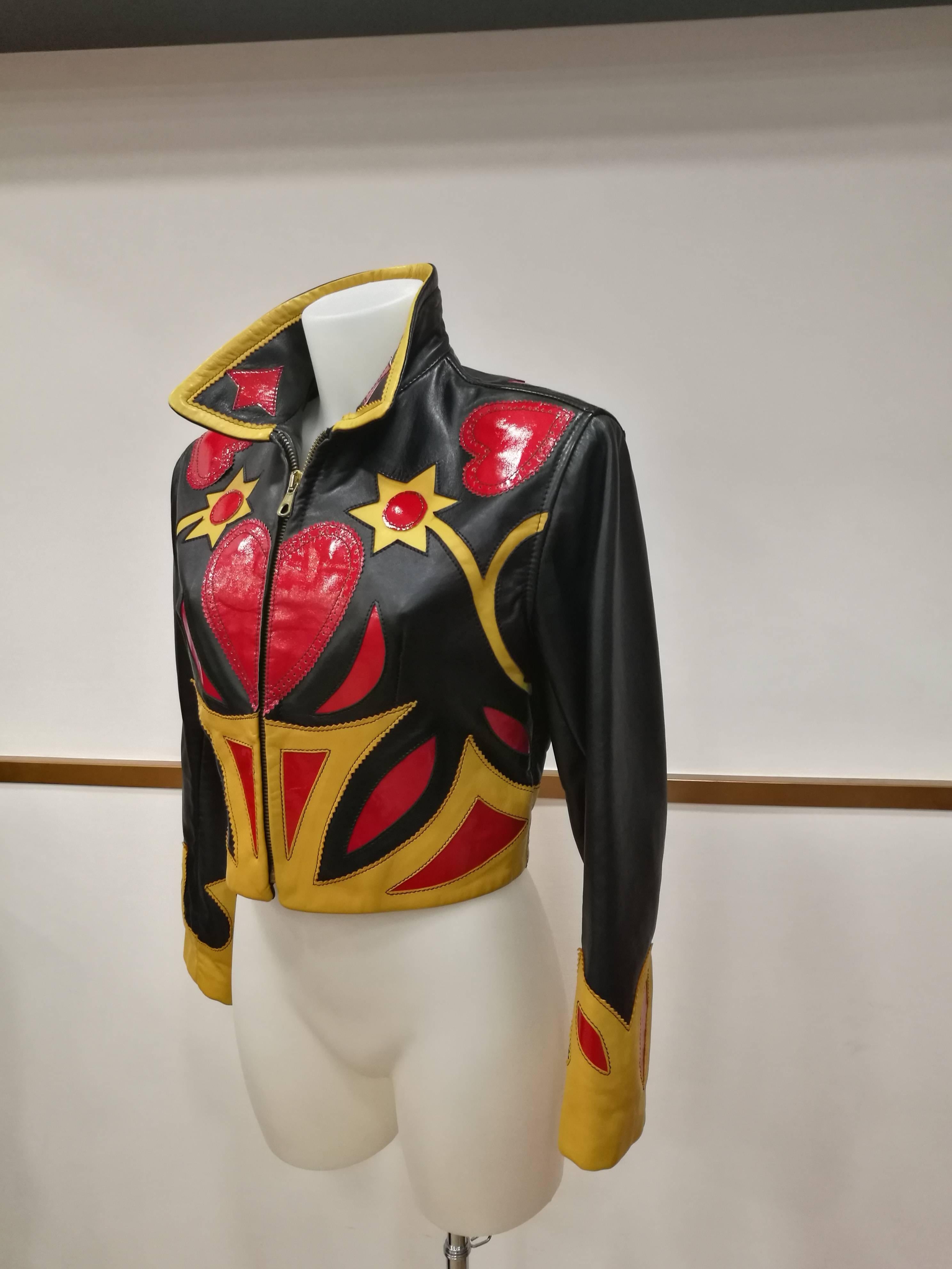 Black Iconim Museum Piece Moschino Leather Patchwork Jacket