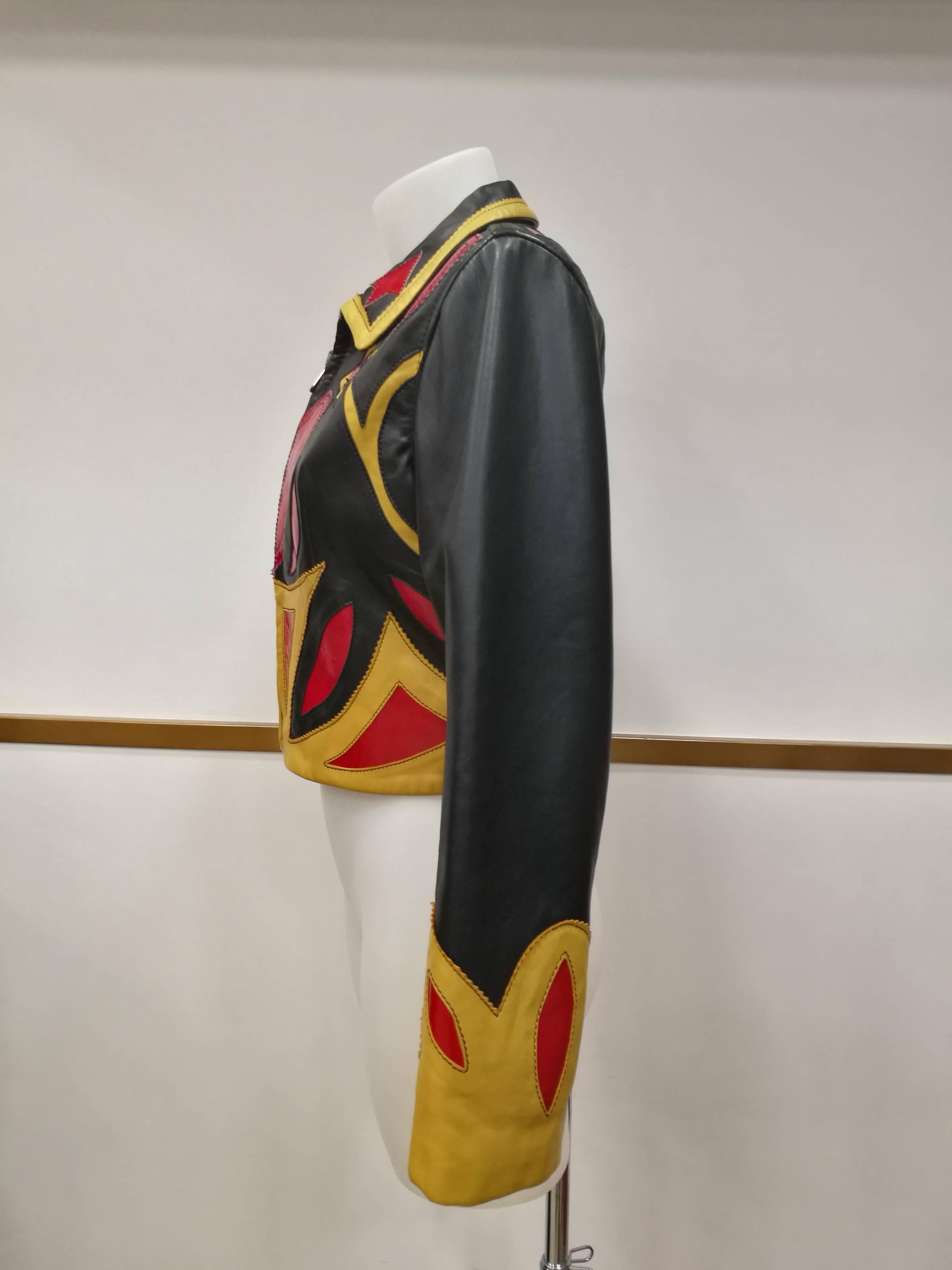 Iconim Museum Piece Moschino Leather Patchwork Jacket In Excellent Condition In Capri, IT