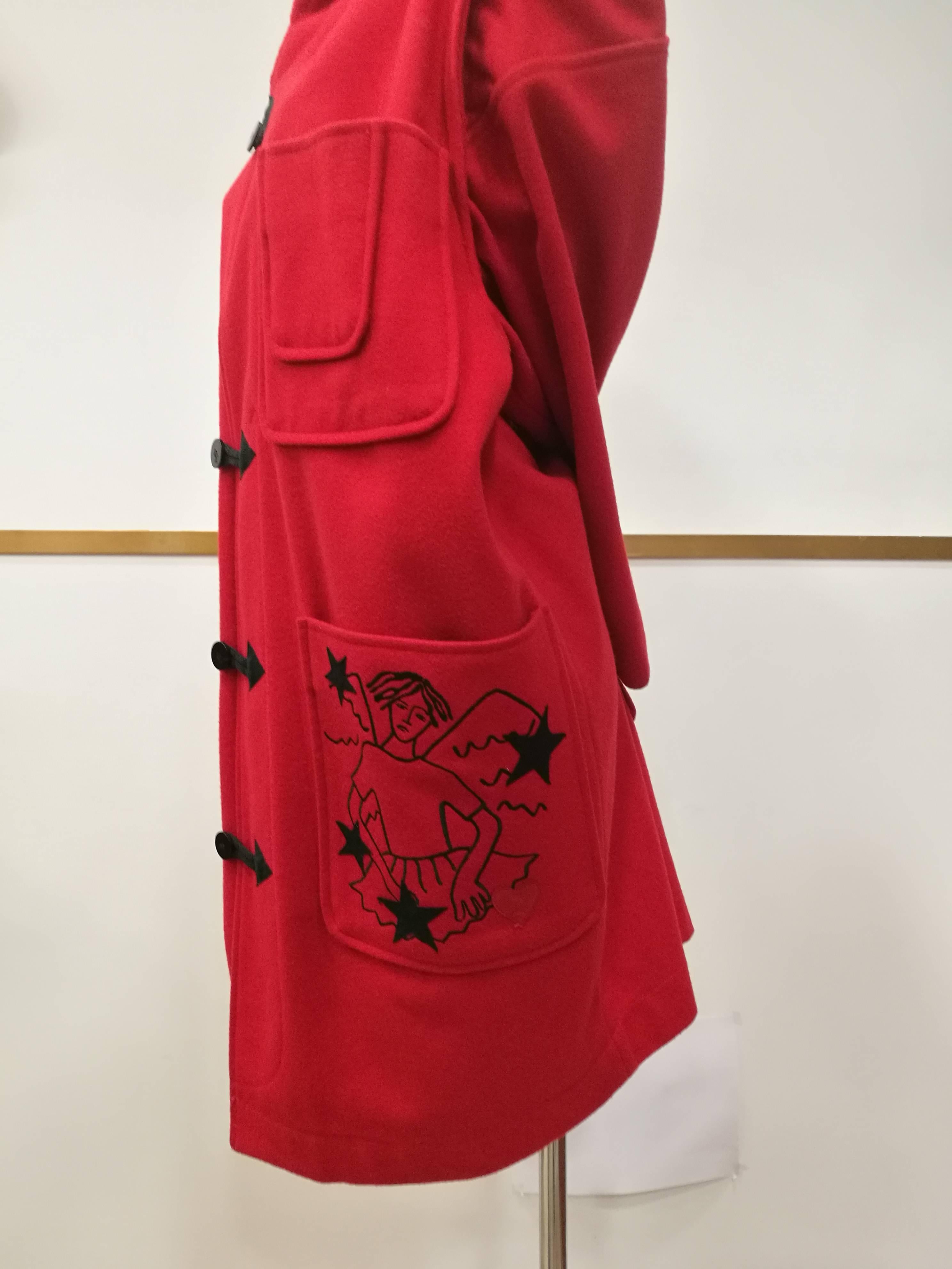 Rare J.C. de Castelbajac Red Coat  In Excellent Condition In Capri, IT