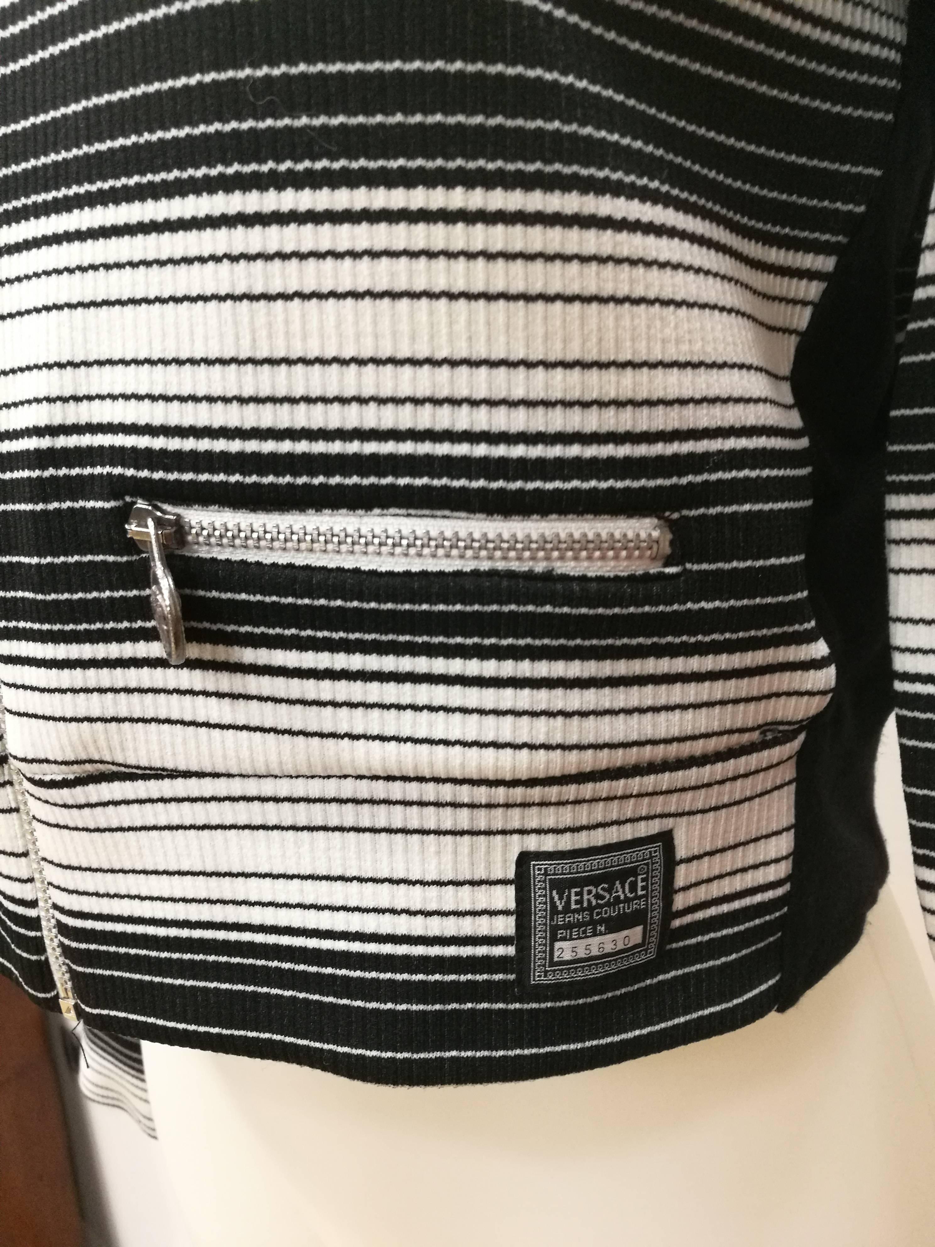 Versace Jeans Couture Black & White Stripes Jacket In Excellent Condition In Capri, IT