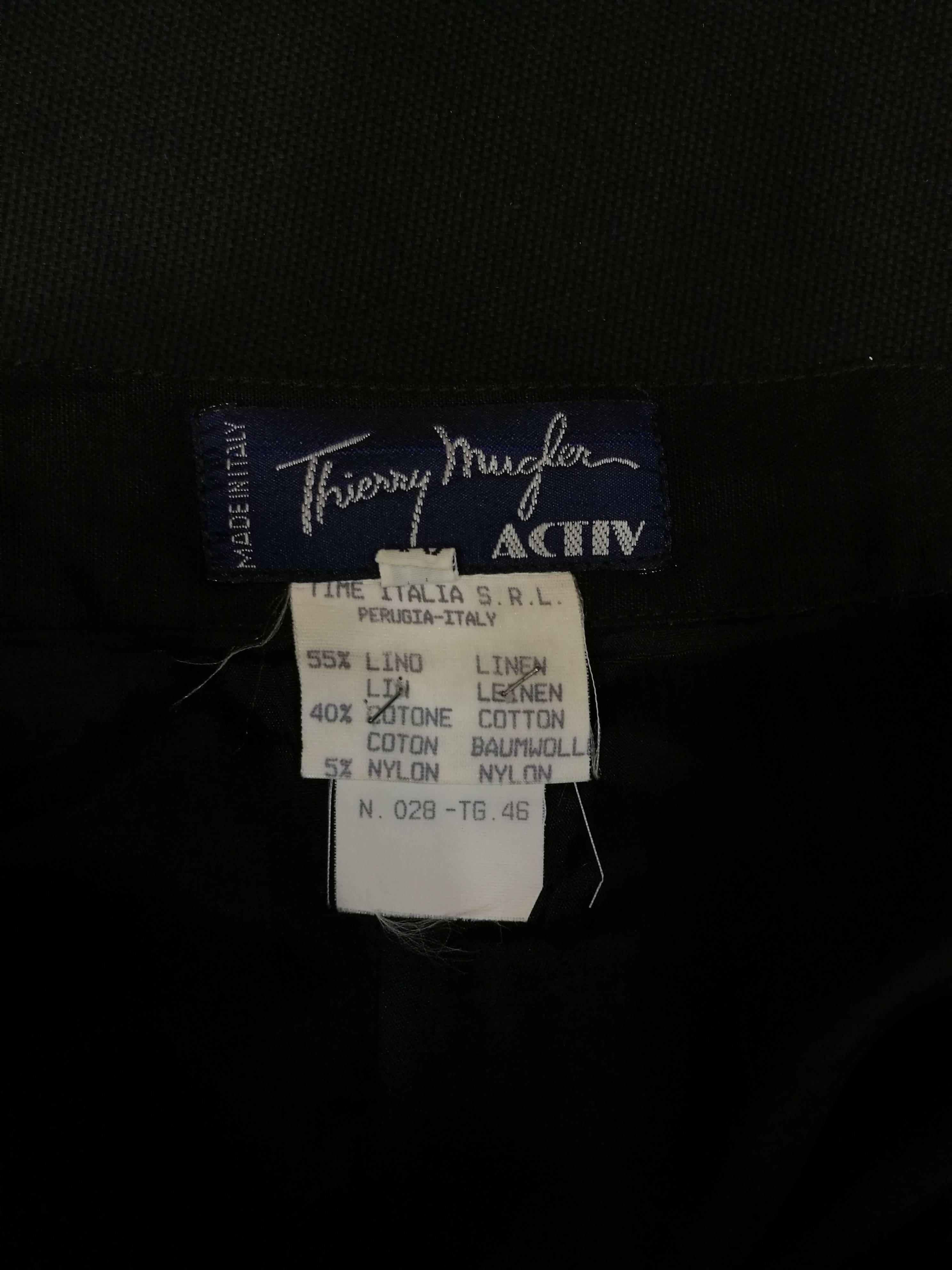 Thierry Mugler Activ Linen Black Skirt with Net In Excellent Condition In Capri, IT