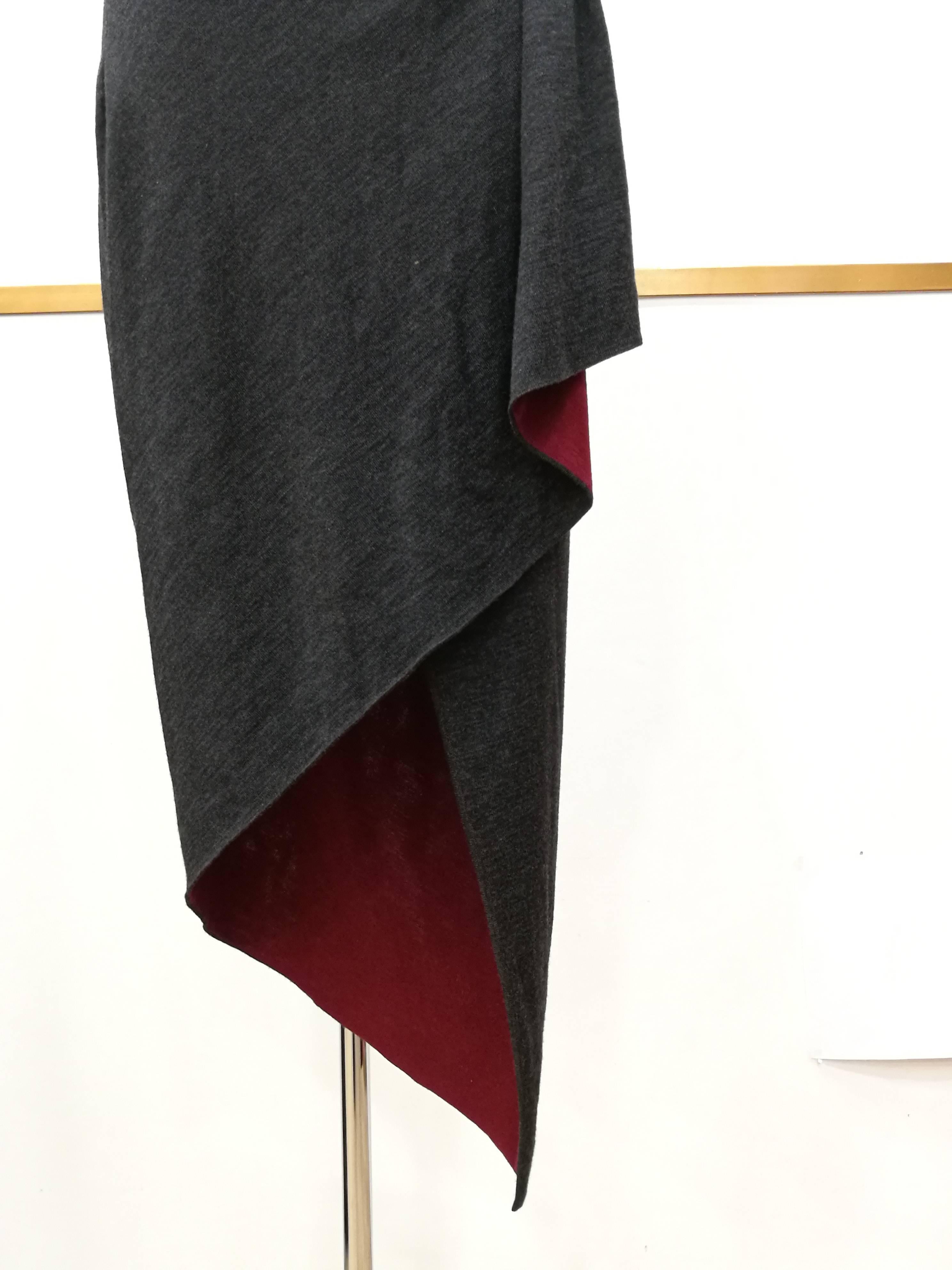 Emanuel Ungaro Parallele Grey Bordeaux Wool Skirt

