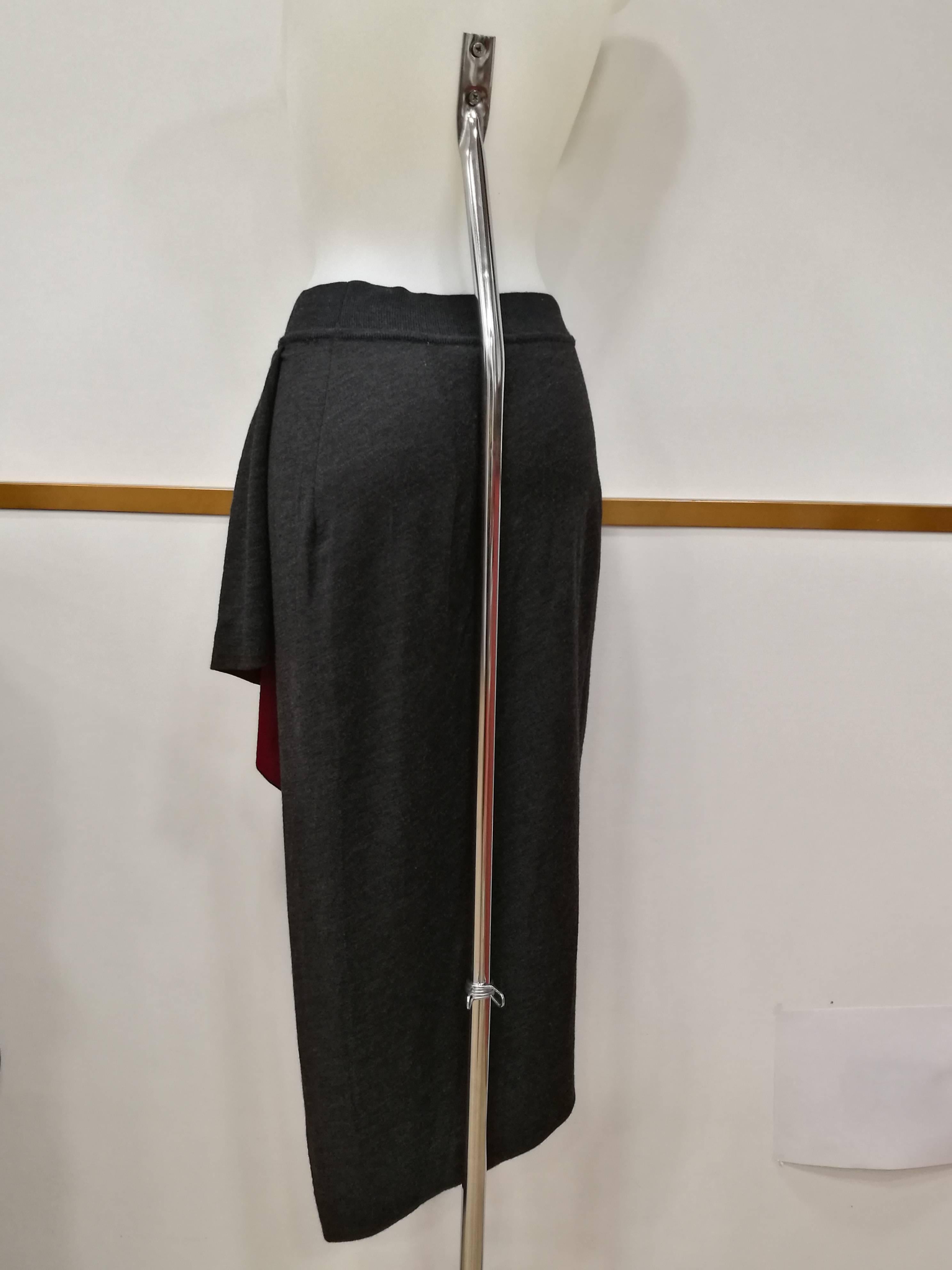 Women's Emanuel Ungaro Parallele Grey Bordeaux Wool Skirt