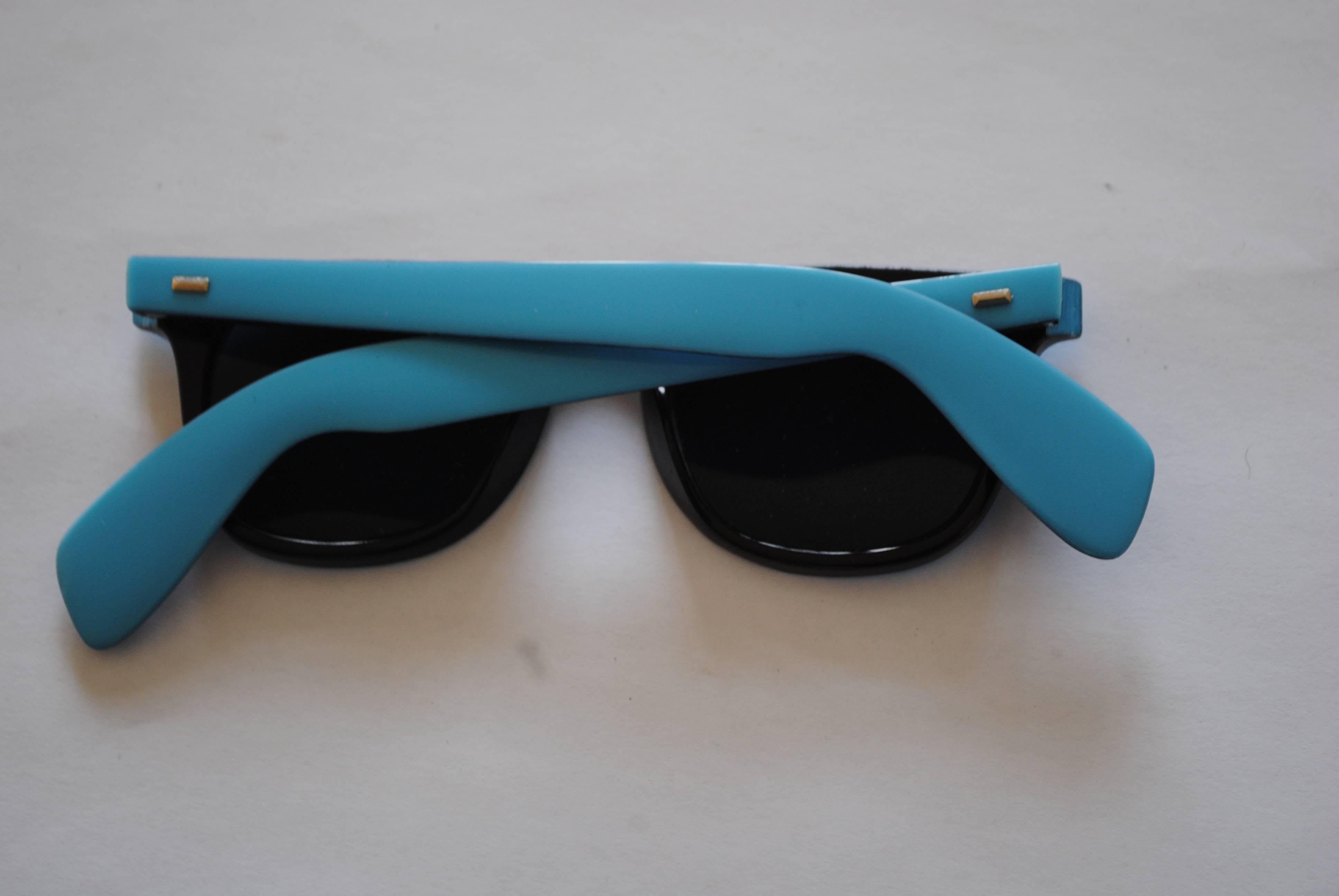 Black 1990s Sunrock LightBlue Sunglasses