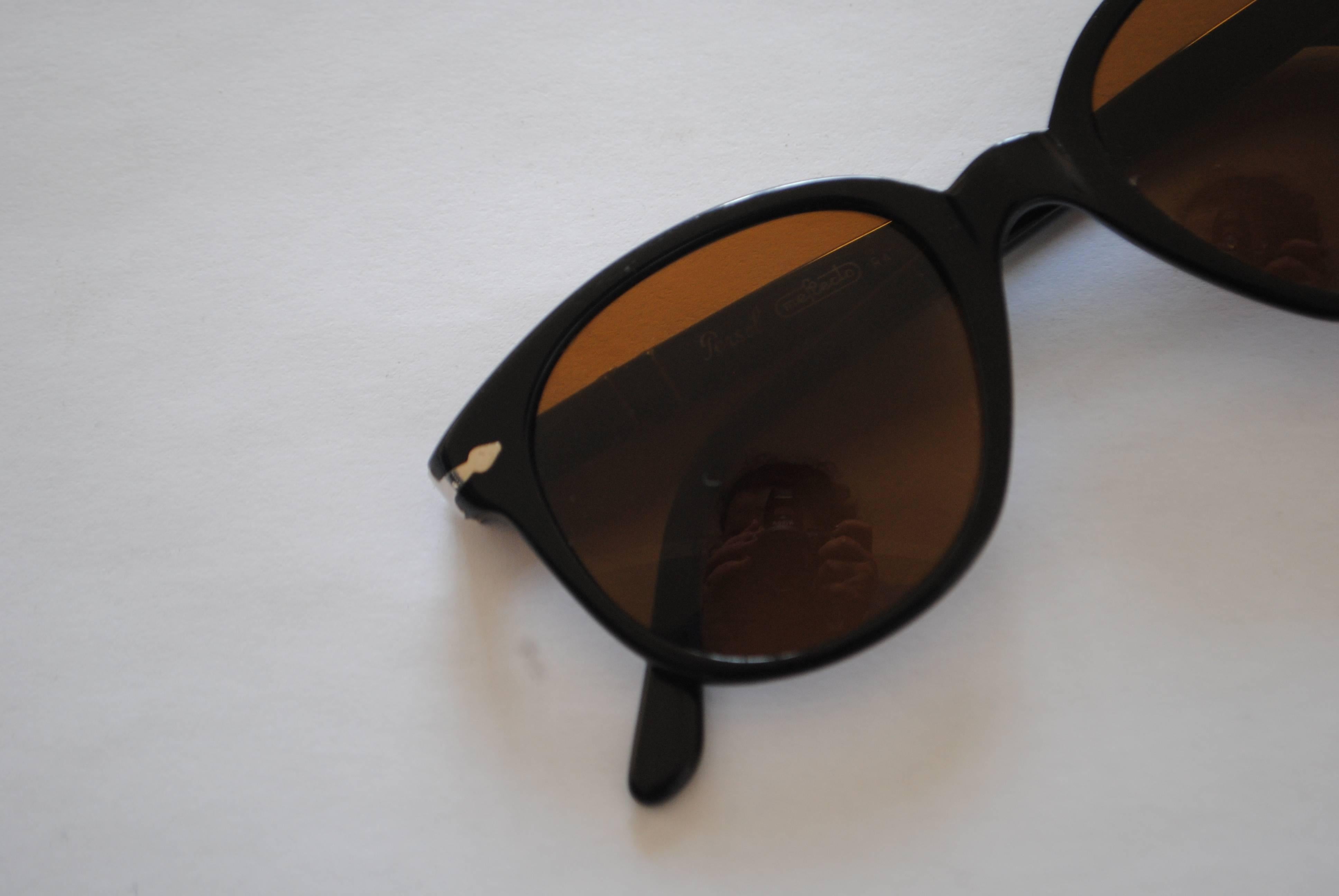 Black 1980s Persol Dark Brown Sunglasses