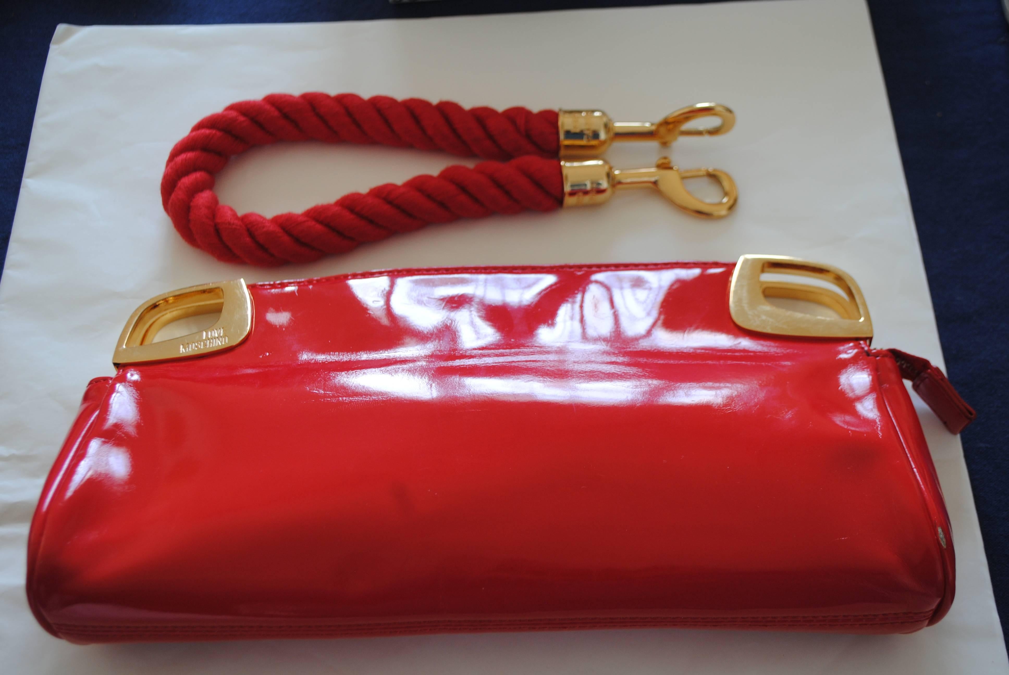 Love Moschino Red Carpet Varnish Red Leather Shoulder Bag 1