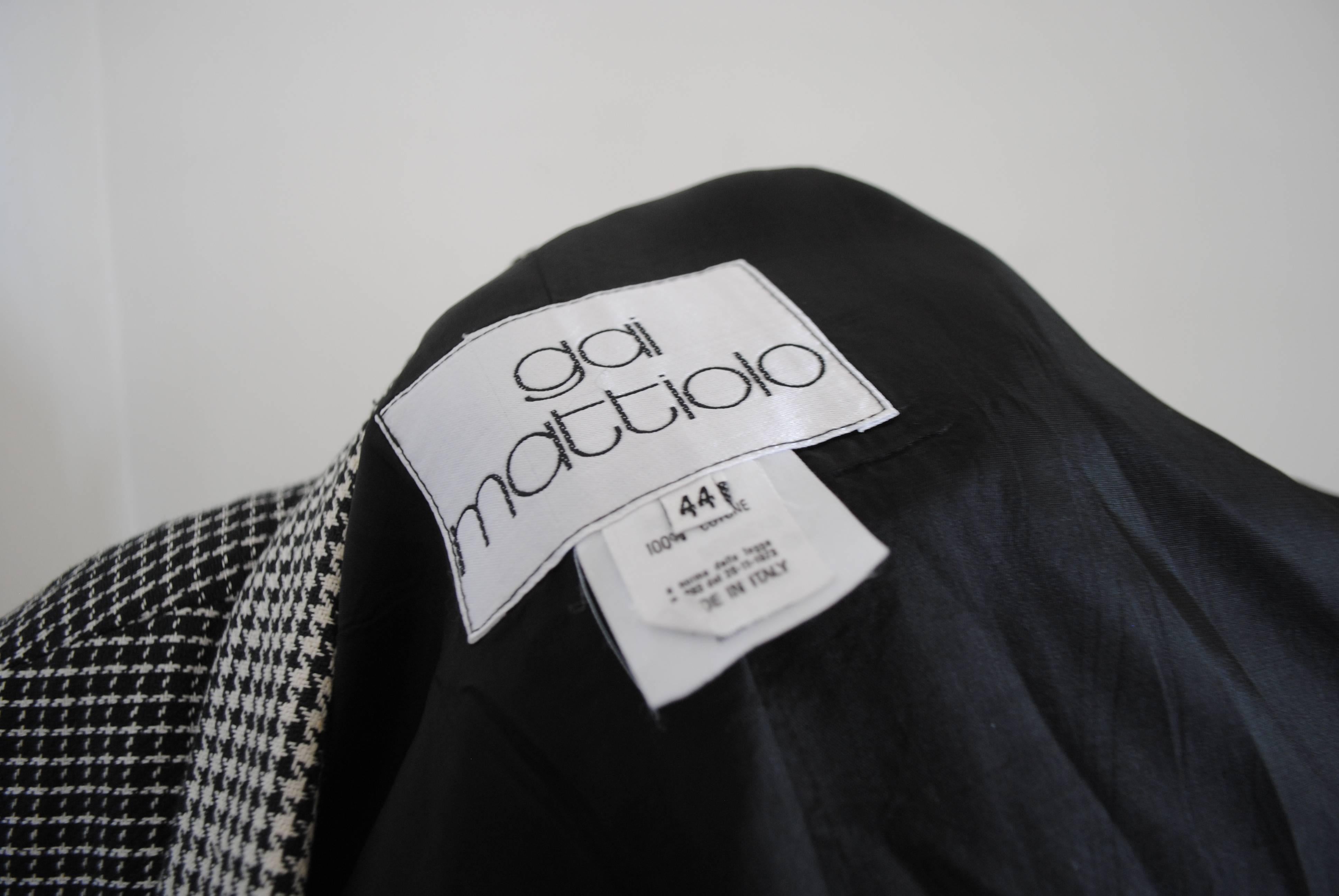 1990s Gai Mattiolo Black & White Pied de Poule Jacket For Sale 2