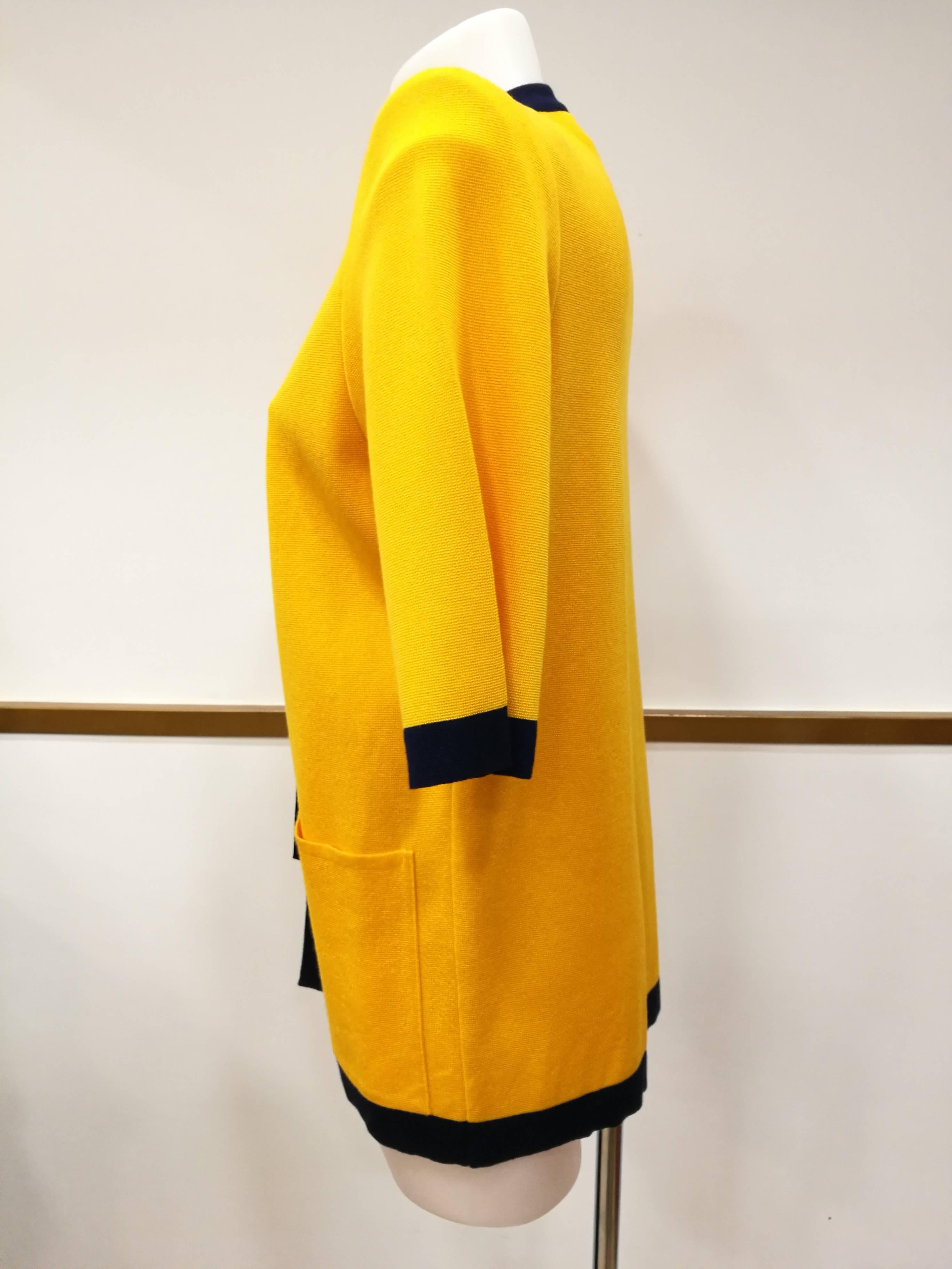 1980s Yves Saint Laurent Yellow Blu Cardigan In Excellent Condition In Capri, IT