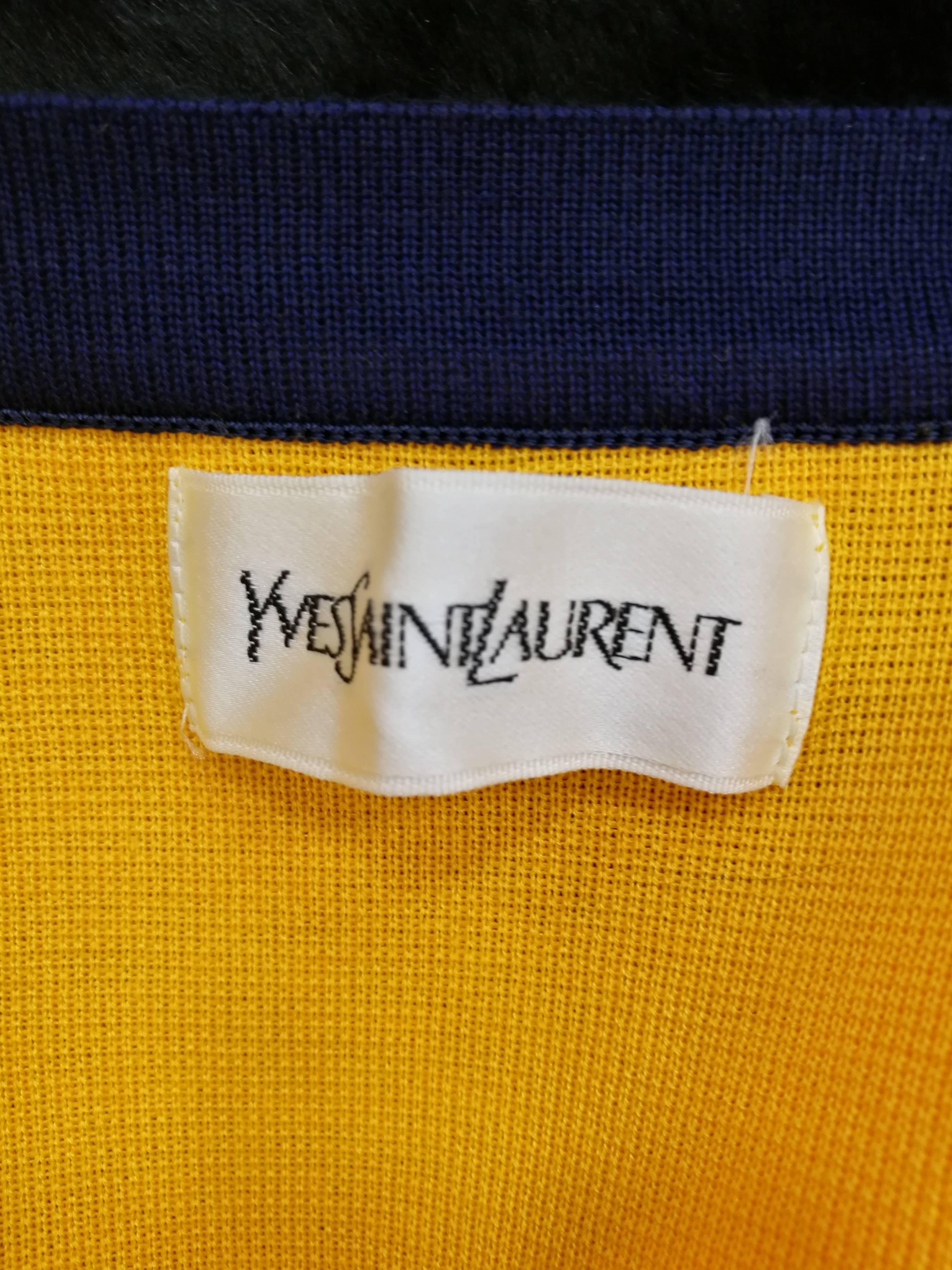 1980s Yves Saint Laurent Yellow Blu Cardigan 1