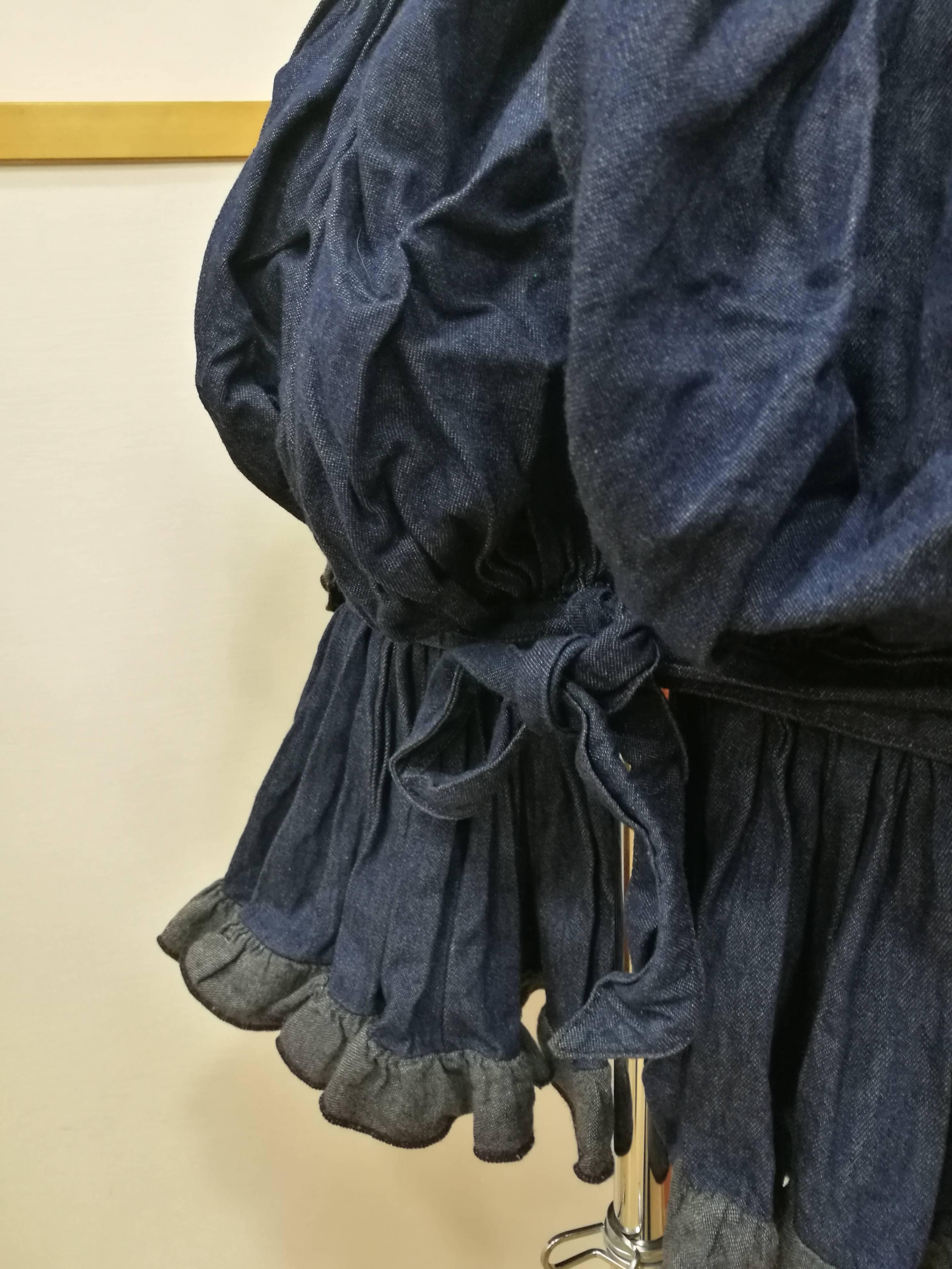 1990s Iconic Moschino Faux-Cul denim Mini Skirt In Excellent Condition For Sale In Capri, IT