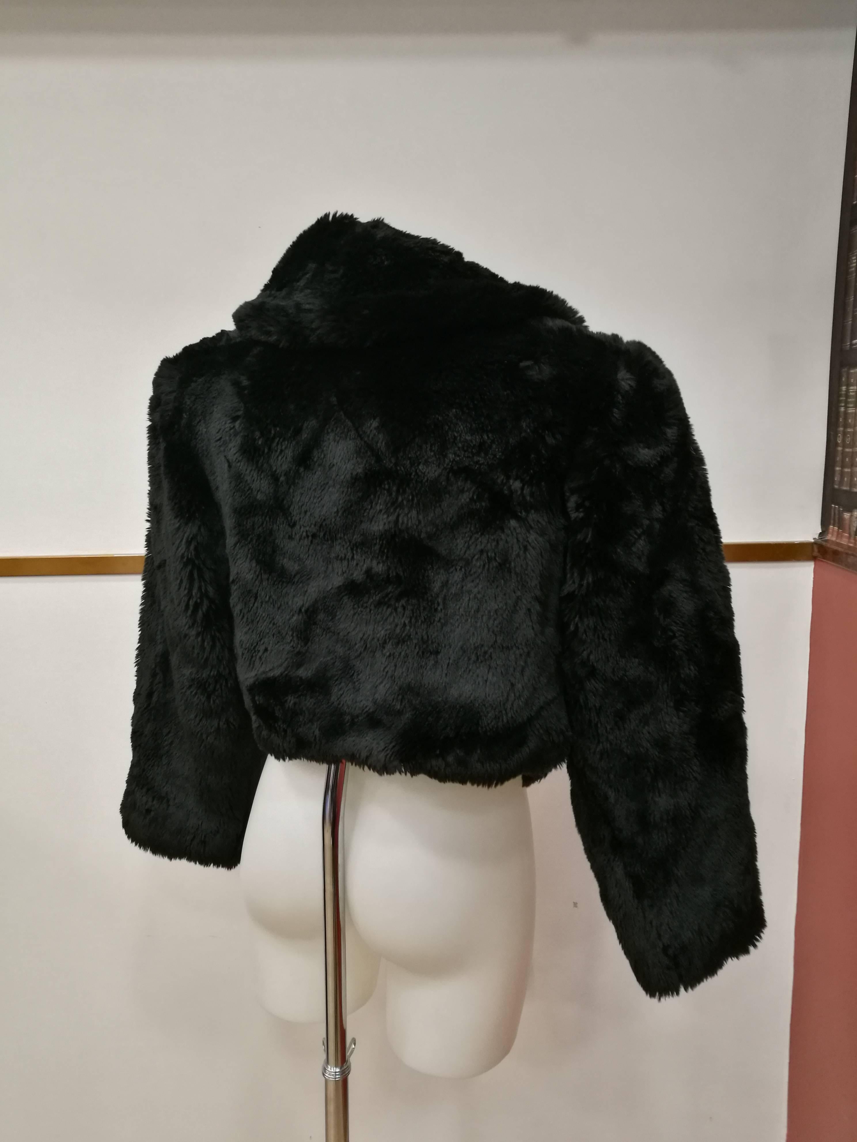 1980s Rocco Barocco Black Faux Fur  In Excellent Condition In Capri, IT