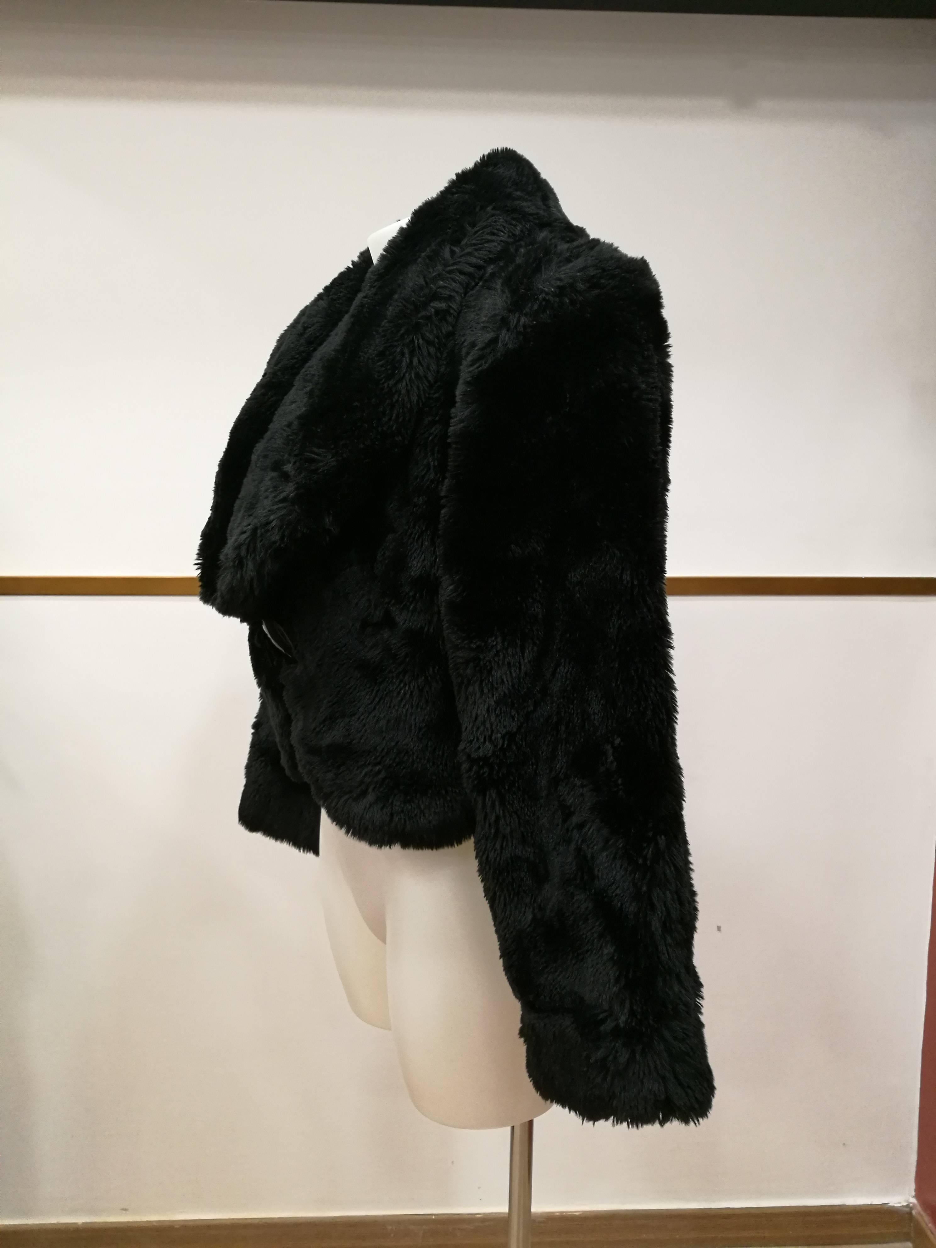 Women's 1980s Rocco Barocco Black Faux Fur 