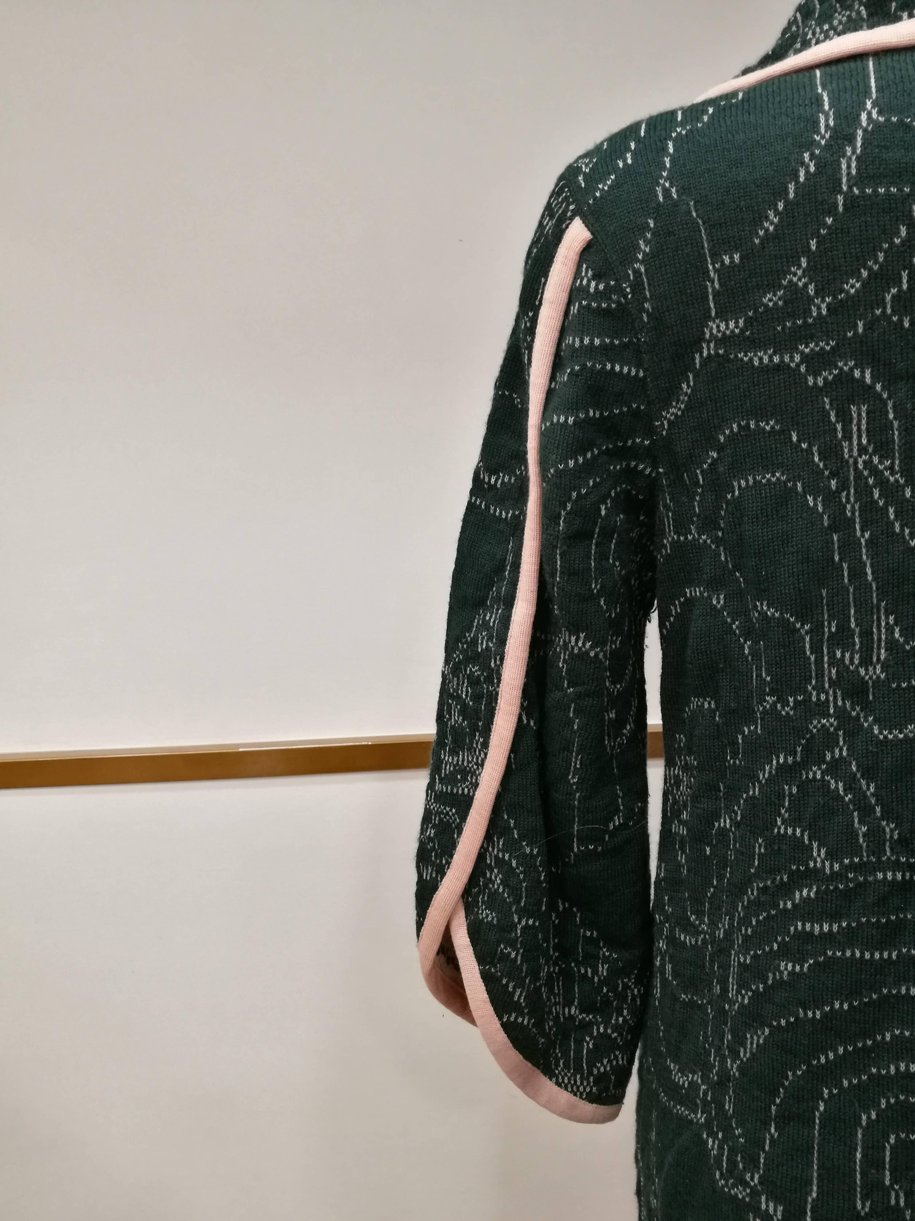 M by Missoni Green Pink Wool Coat For Sale 2