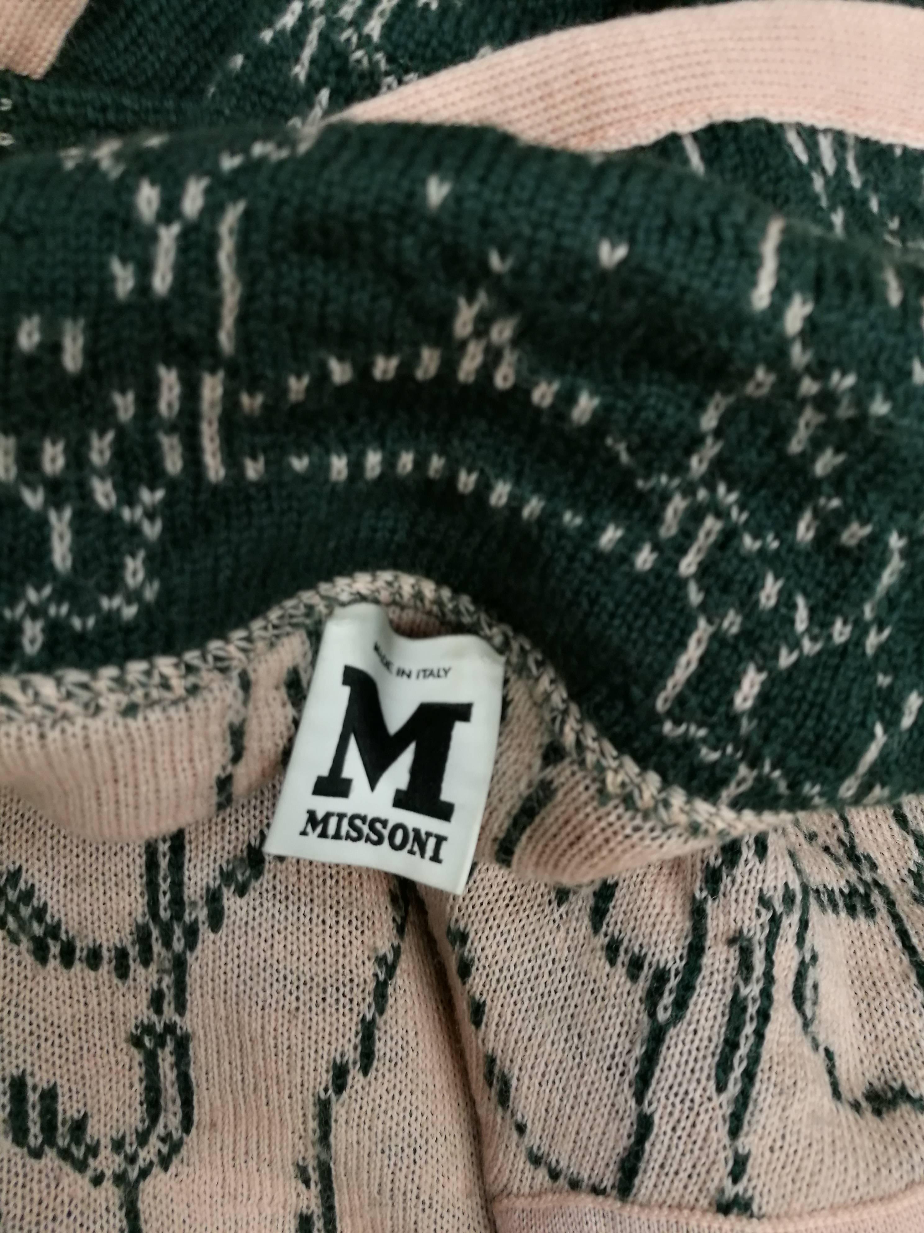 M by Missoni Manteau en laine vert et rose en vente 3