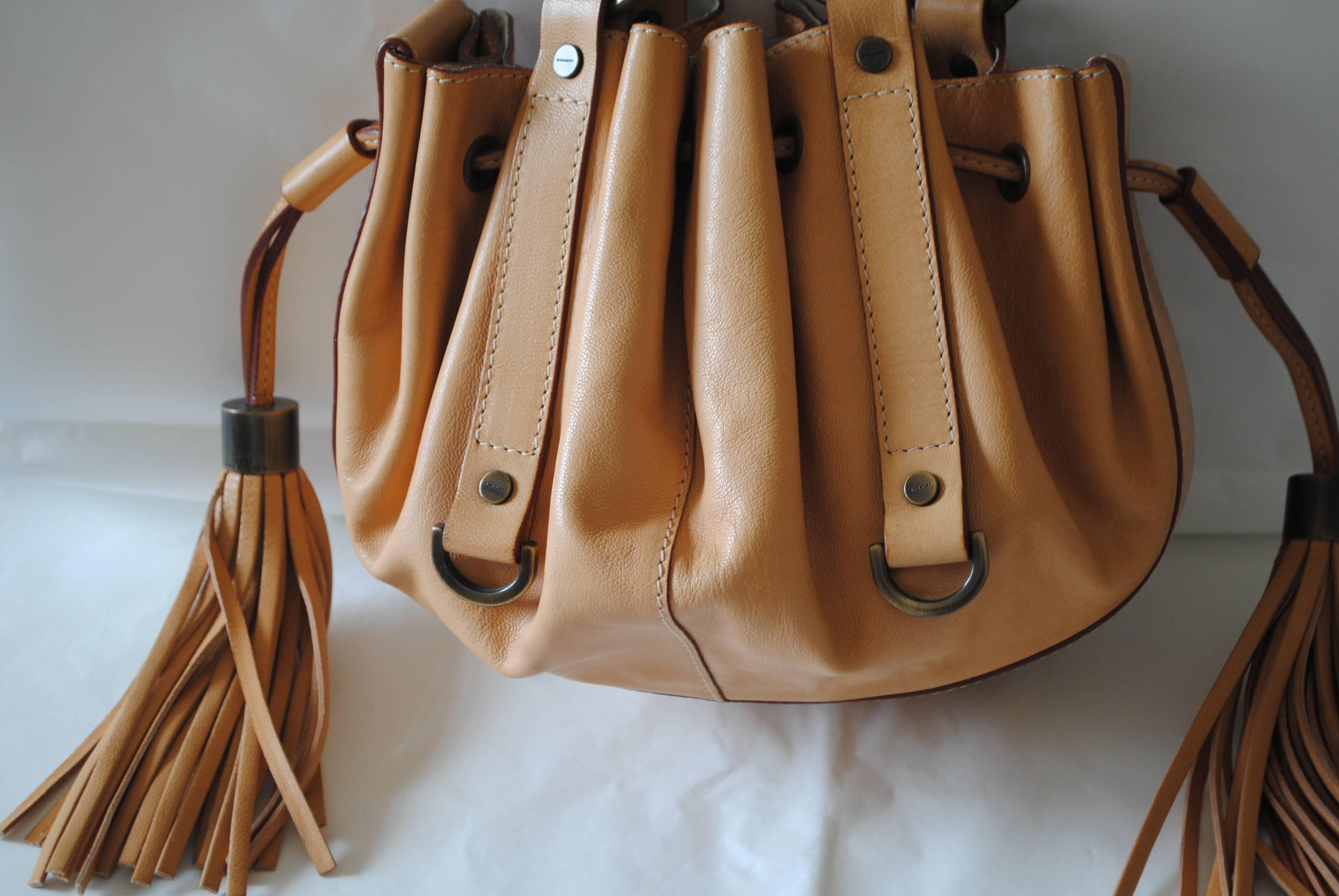 Brown Small Givenchy Nude Leather with Fringes Pumpkin Bag NWOT