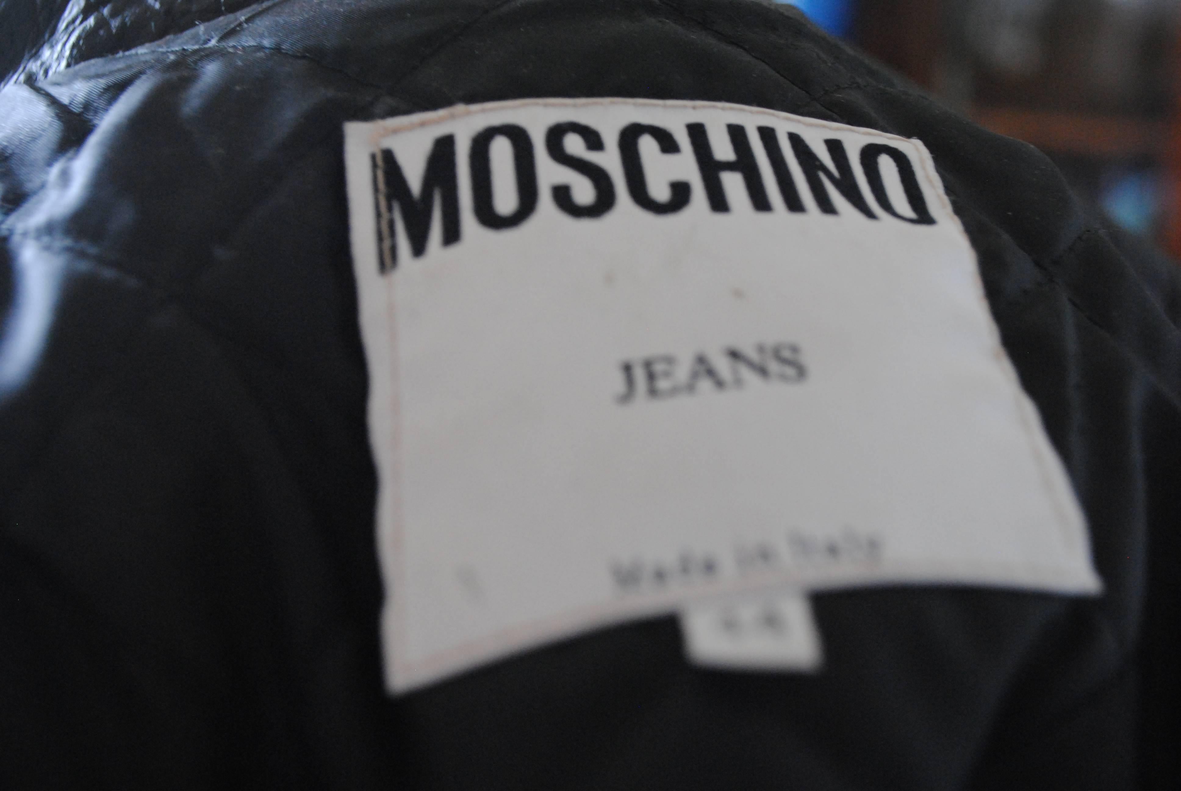 Women's or Men's 1980s Rare Moschino Jeans Peace & Love Vintage Leather Wool Jacket