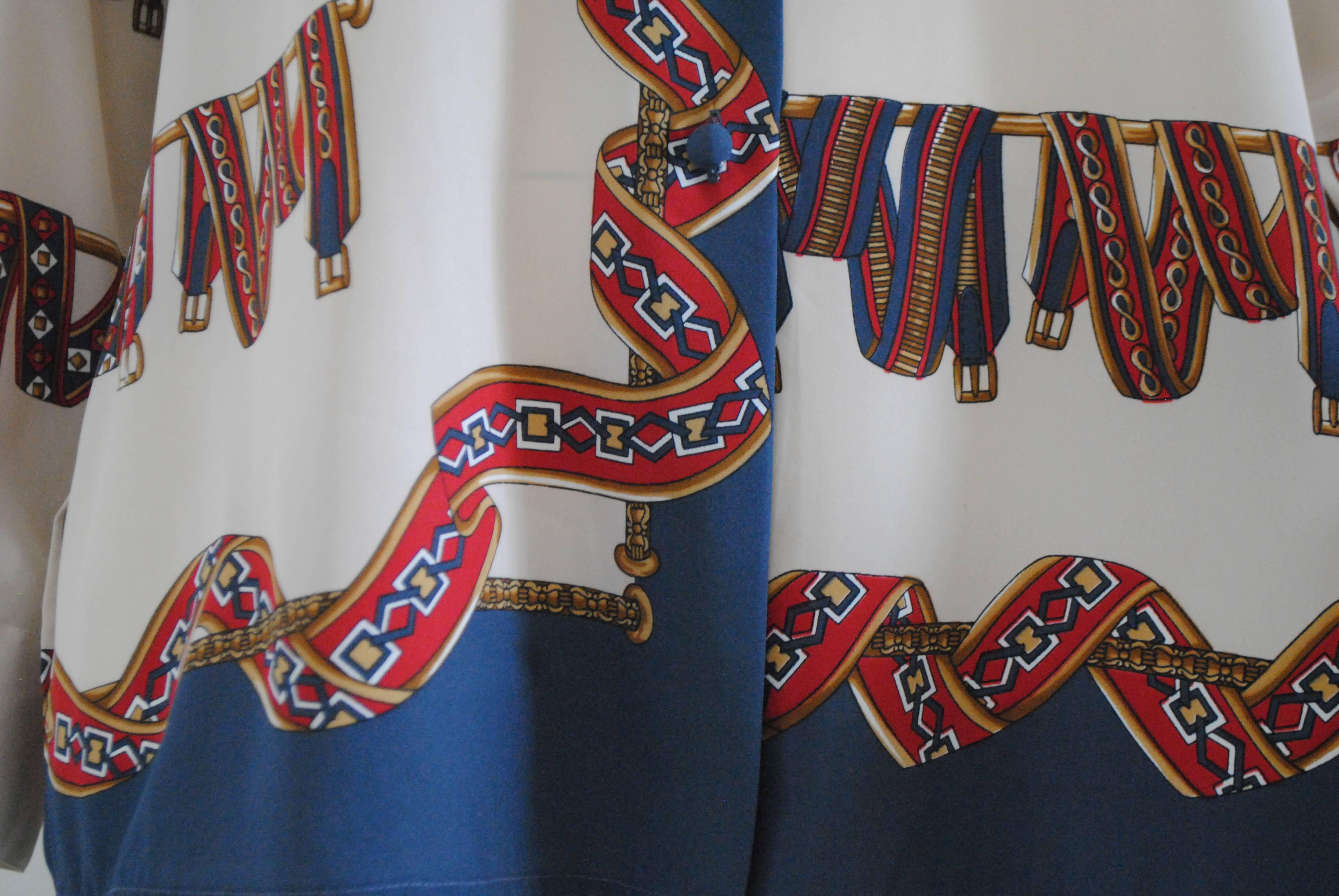 1980s Luca Giordani Cream Multicolour Belts Shirt 4