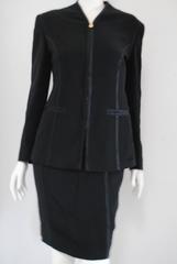 1990s Gucci Black Silk Skirt Suits