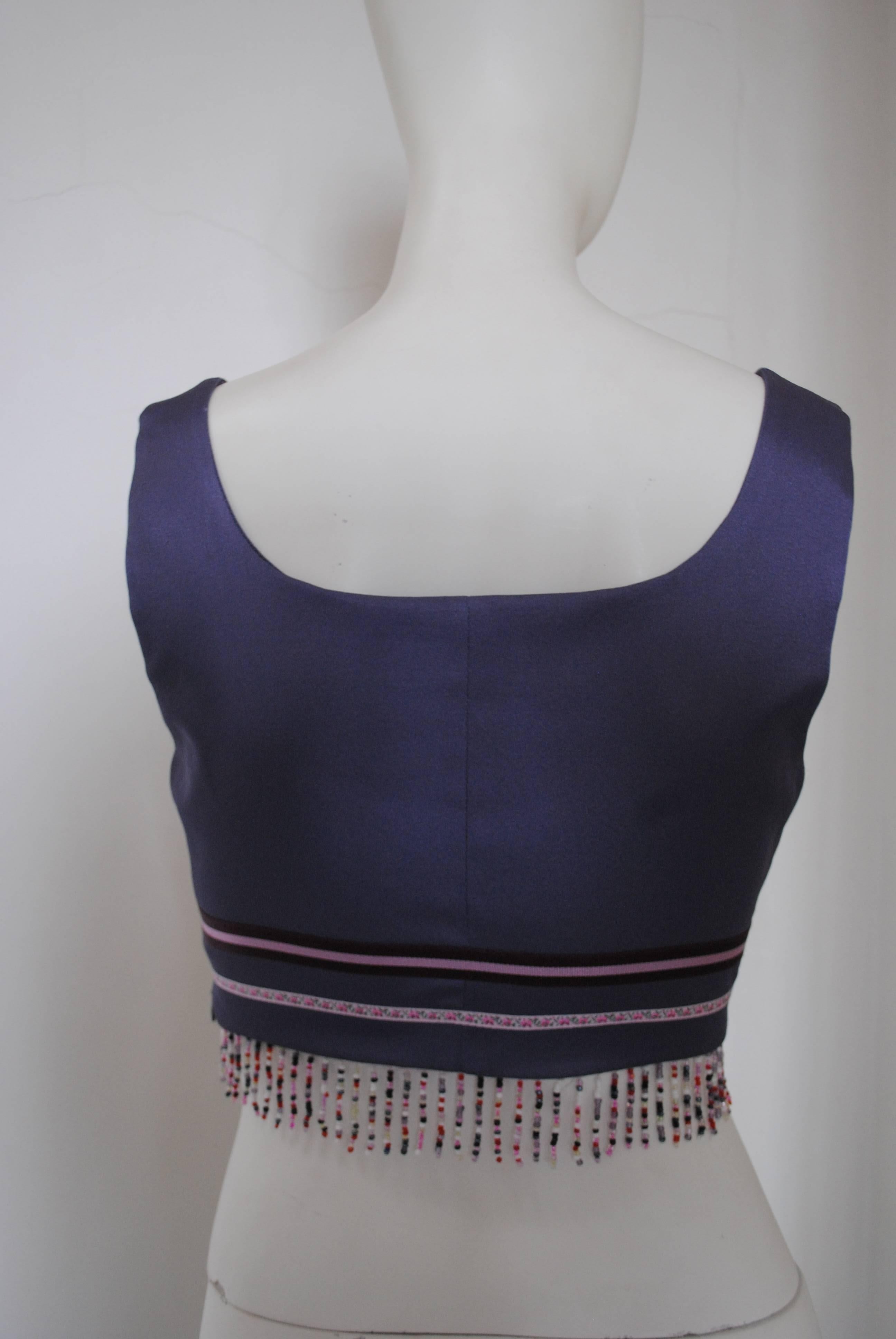 1990s Machattie Violet Beads Top In Excellent Condition In Capri, IT