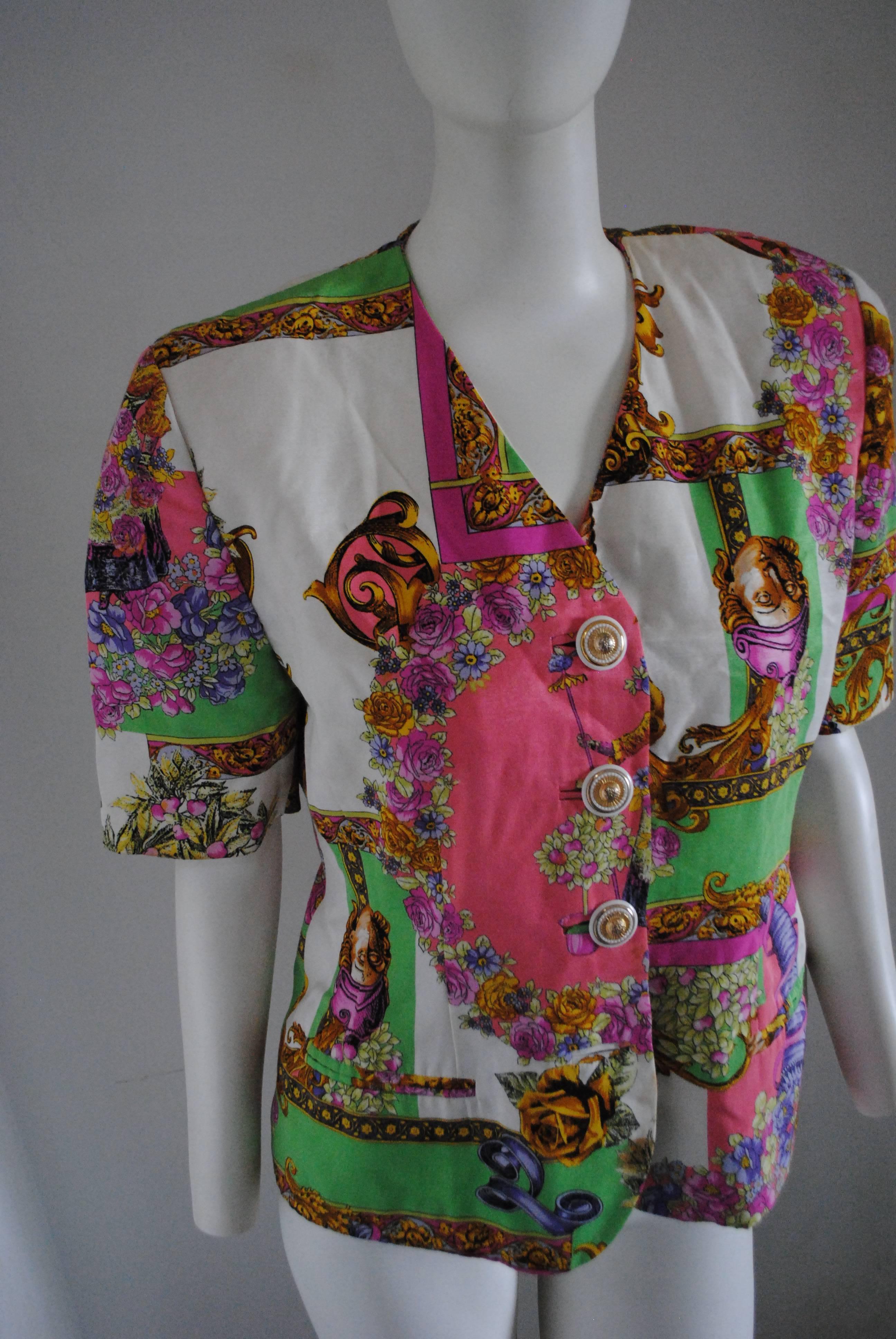 1980s Swish Multicolour Cotton Jacket In Good Condition In Capri, IT