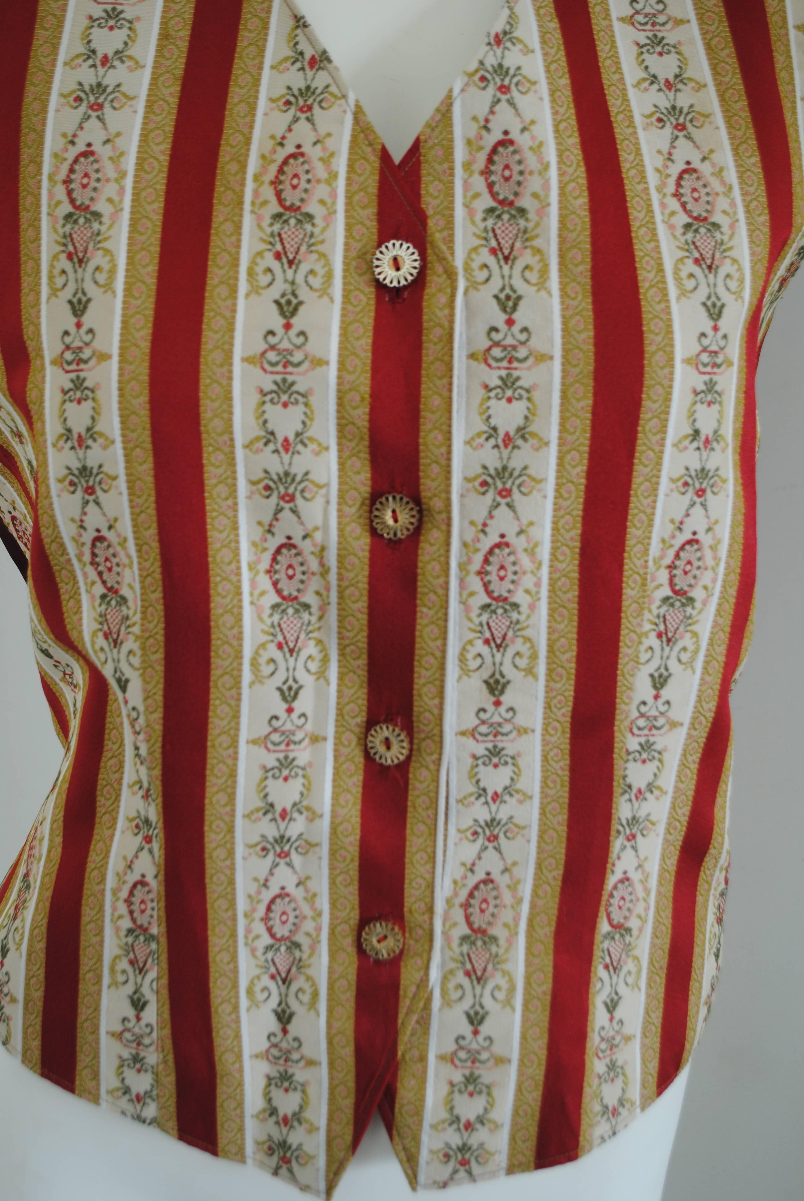 Women's or Men's 1980s Unknown Multicoloured silk Cotton Gilet