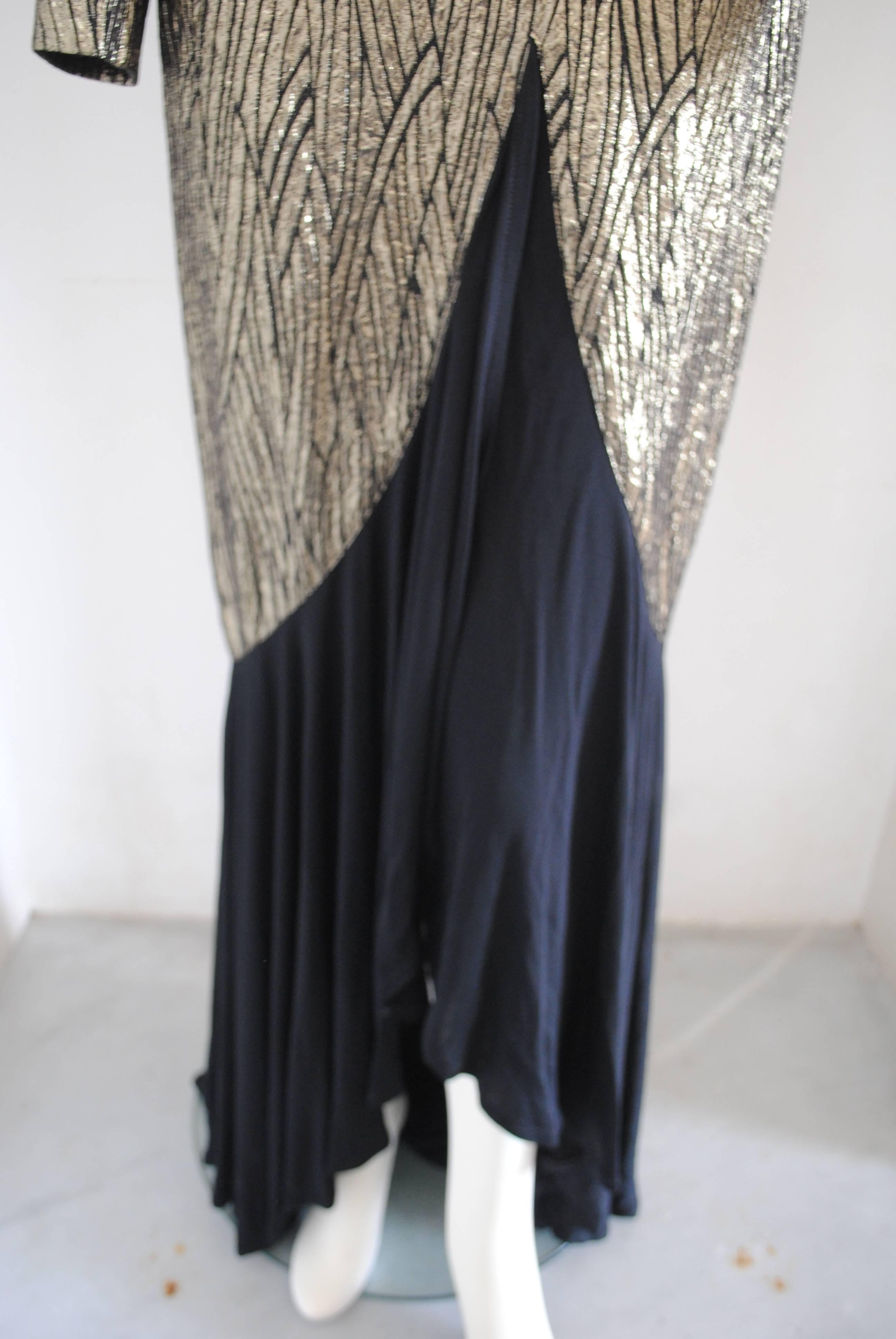 1990s Annalisa Ferro Gold Black Long Dress 3