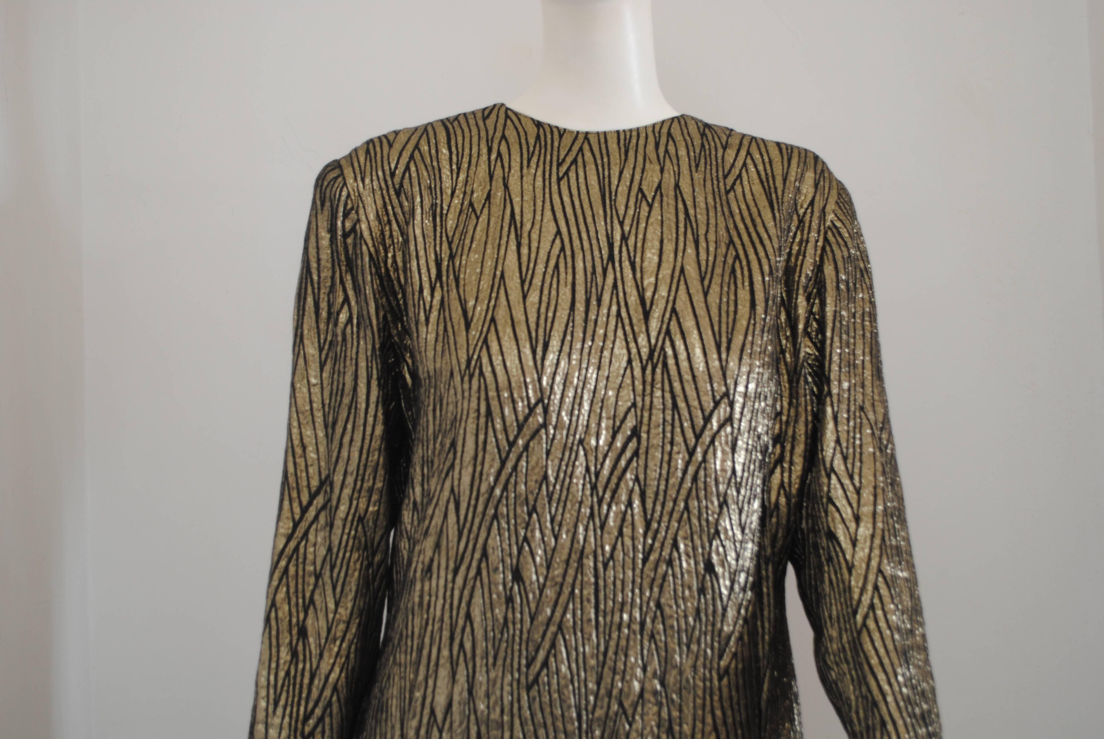 1990s Annalisa Ferro Gold Black Long Dress In Excellent Condition In Capri, IT
