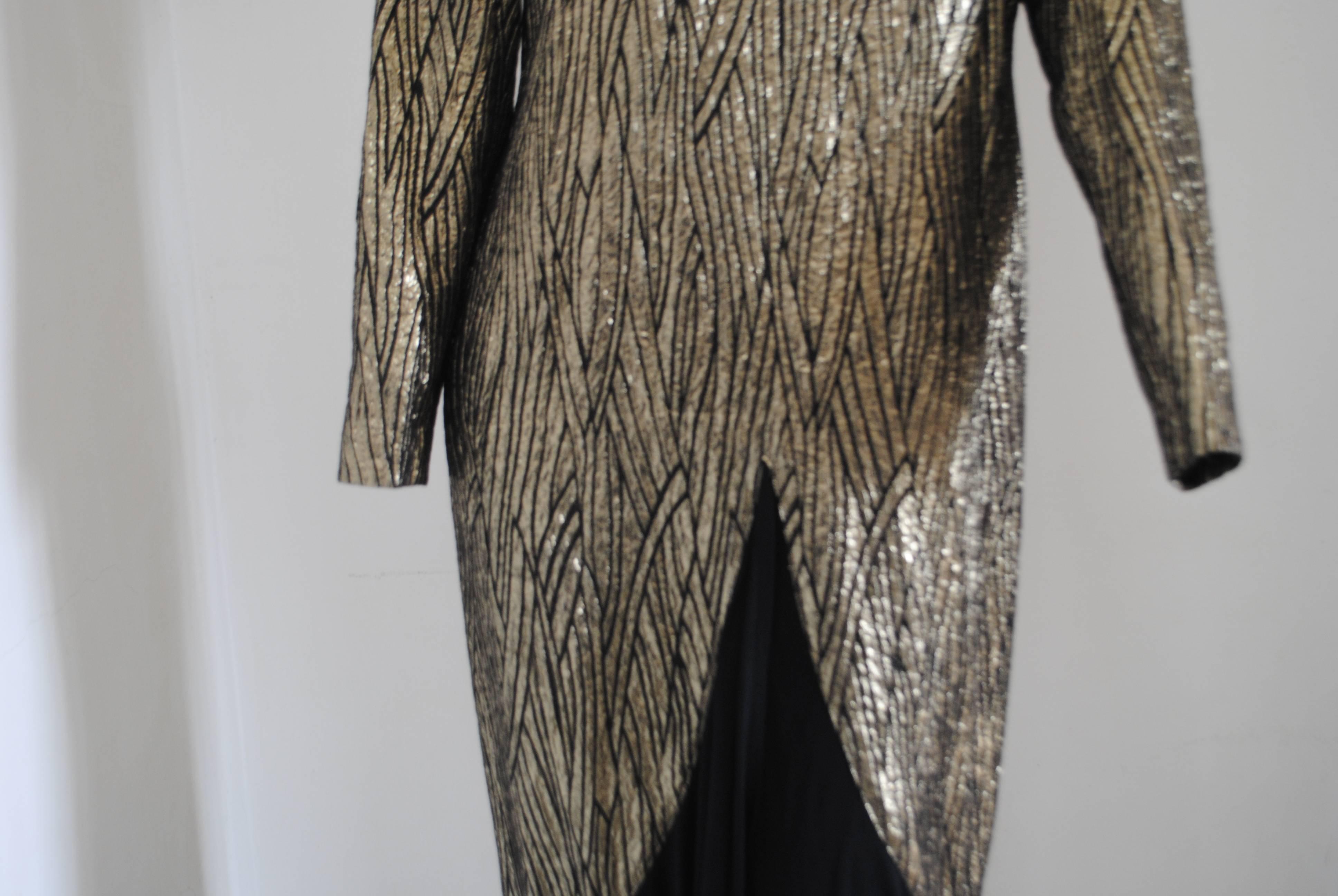 1990s Annalisa Ferro Gold Black Long Dress 2