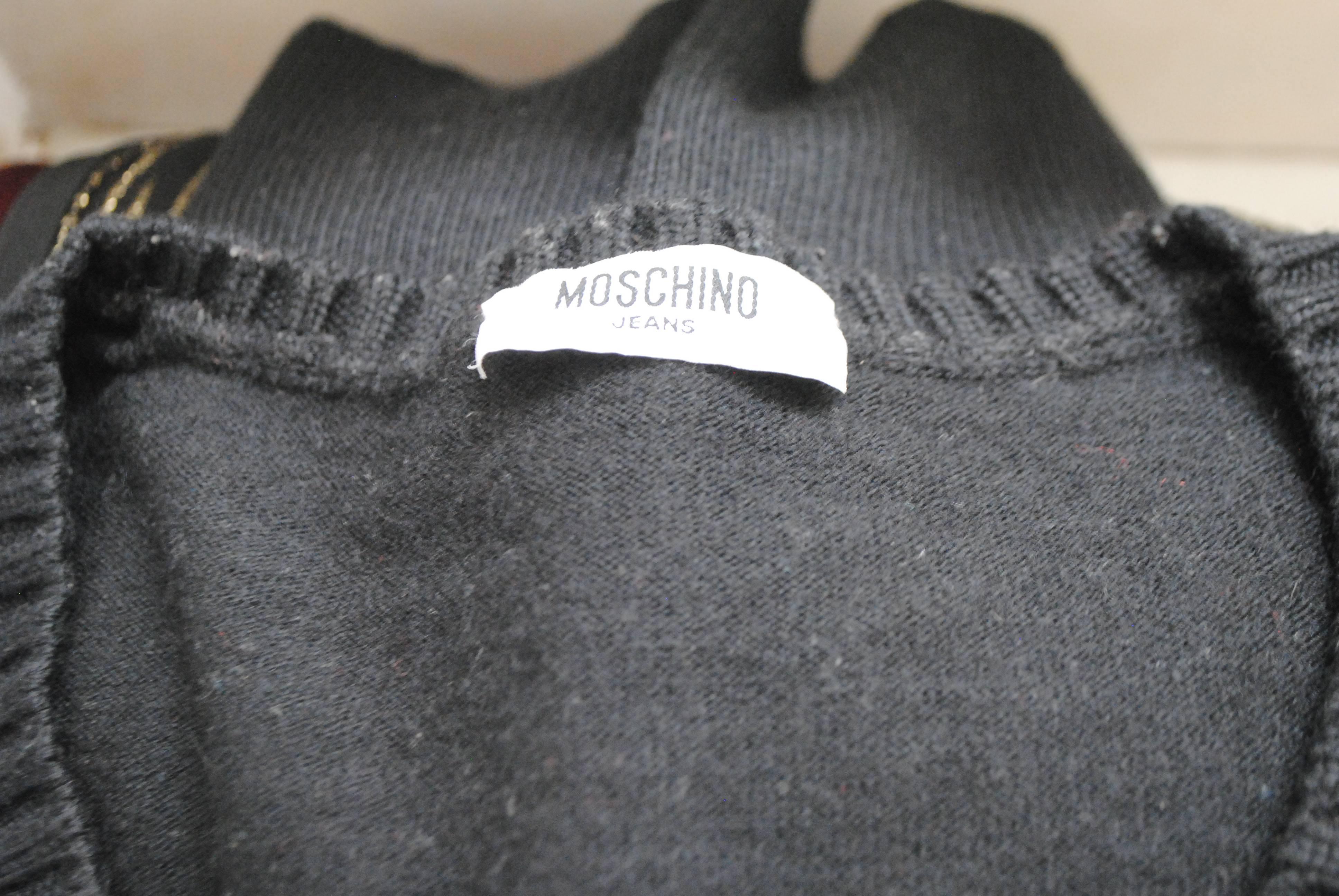 Women's Moschino Jeans Black Grapes Wool Sweater For Sale