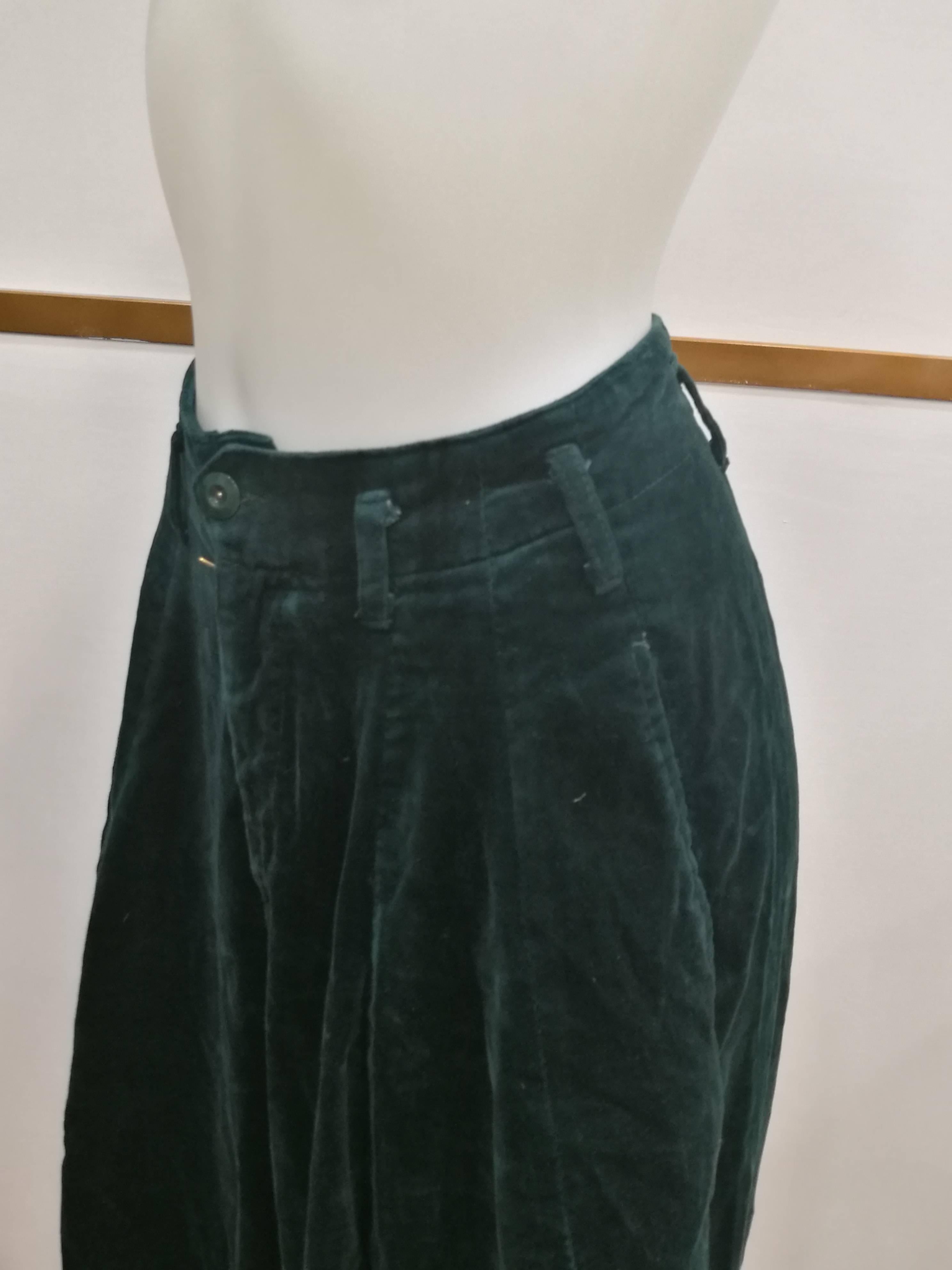 Black 1980s Fiorucci Green Velvet Pants