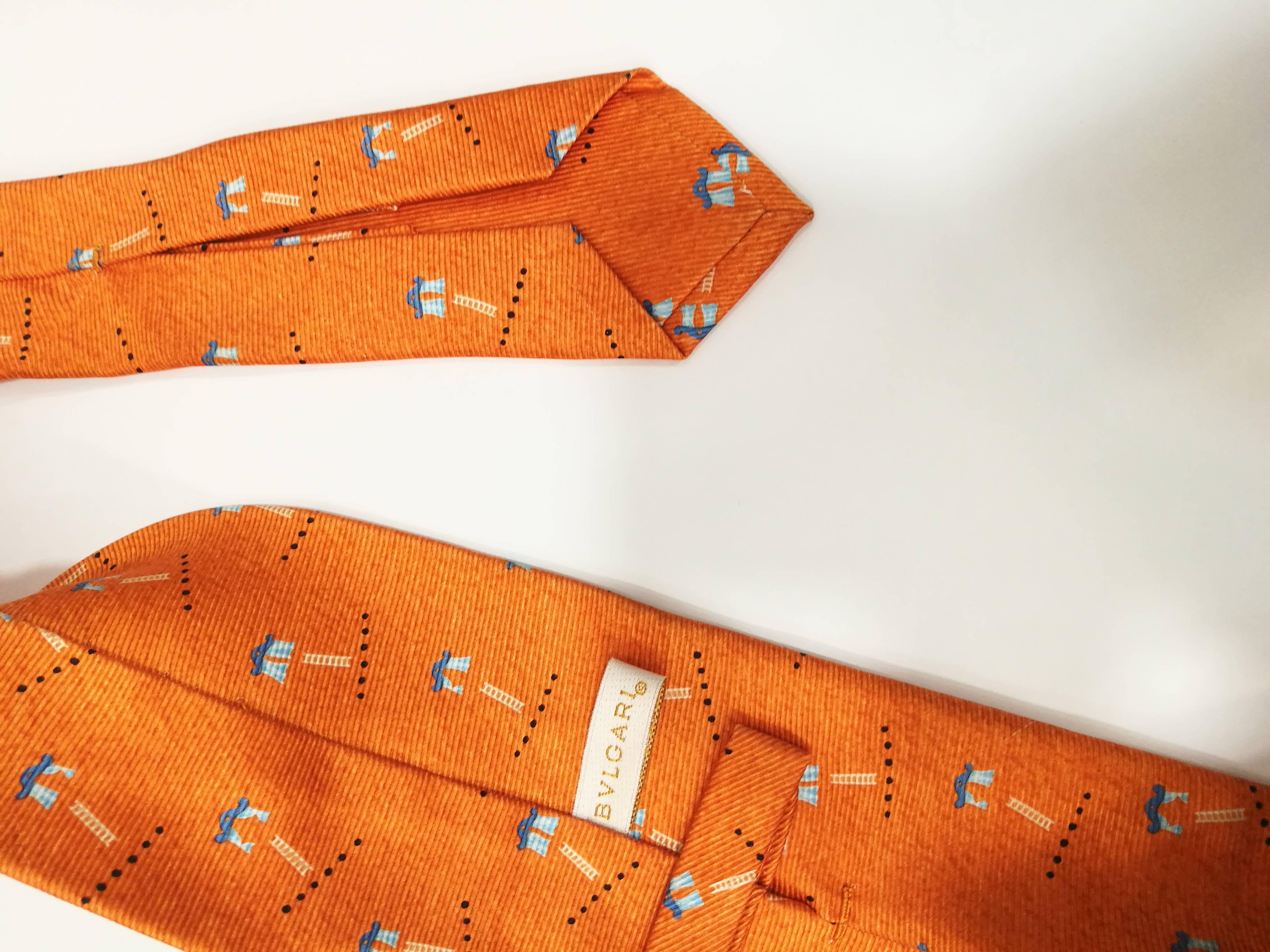 Bulgari Orange Tie In Excellent Condition In Capri, IT