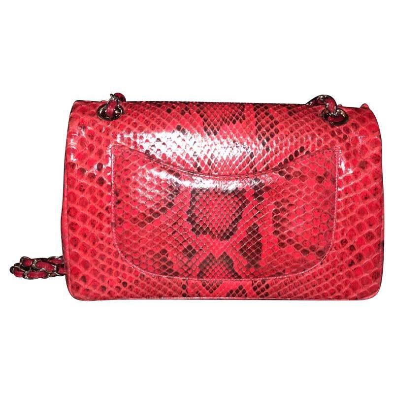 chanel red snakeskin bag