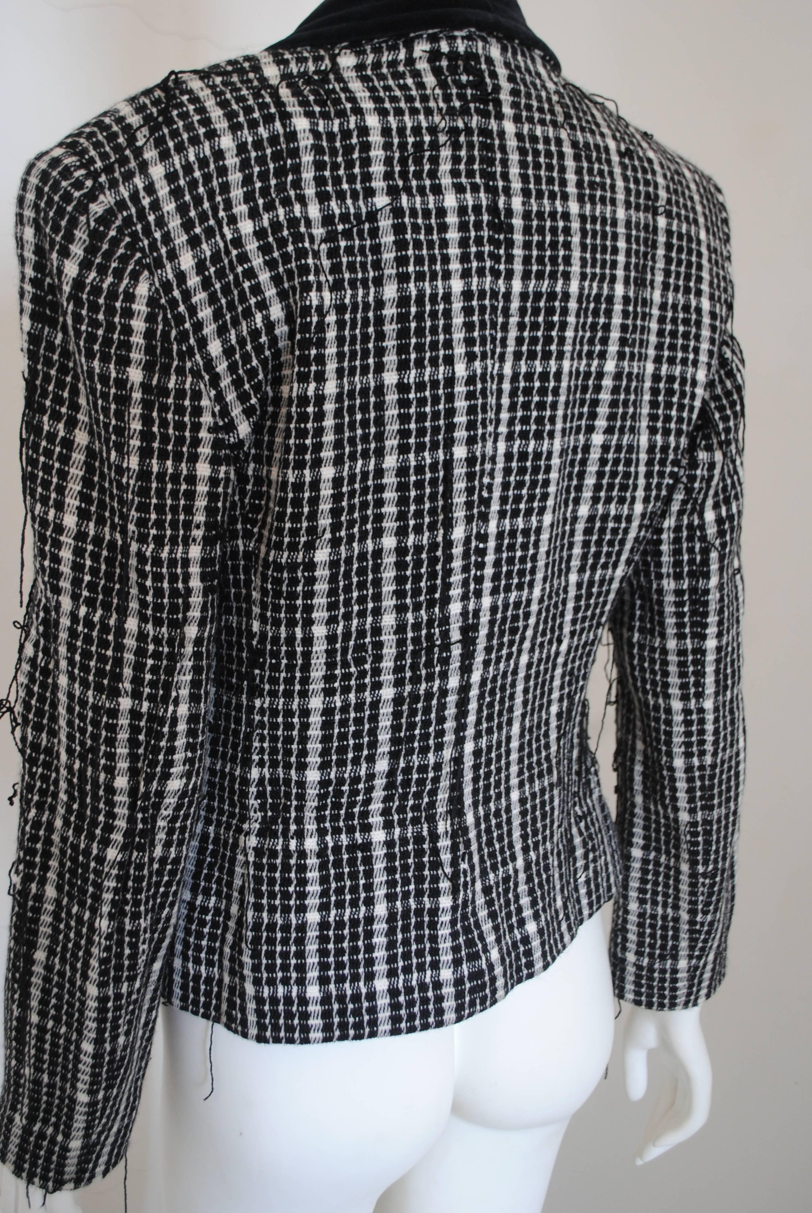 1980s Spazio Pied de Poule Black & White Wool Jacket For Sale 4
