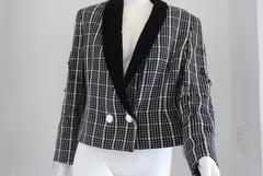 1980s Spazio Pied de Poule Black & White Wool Jacket